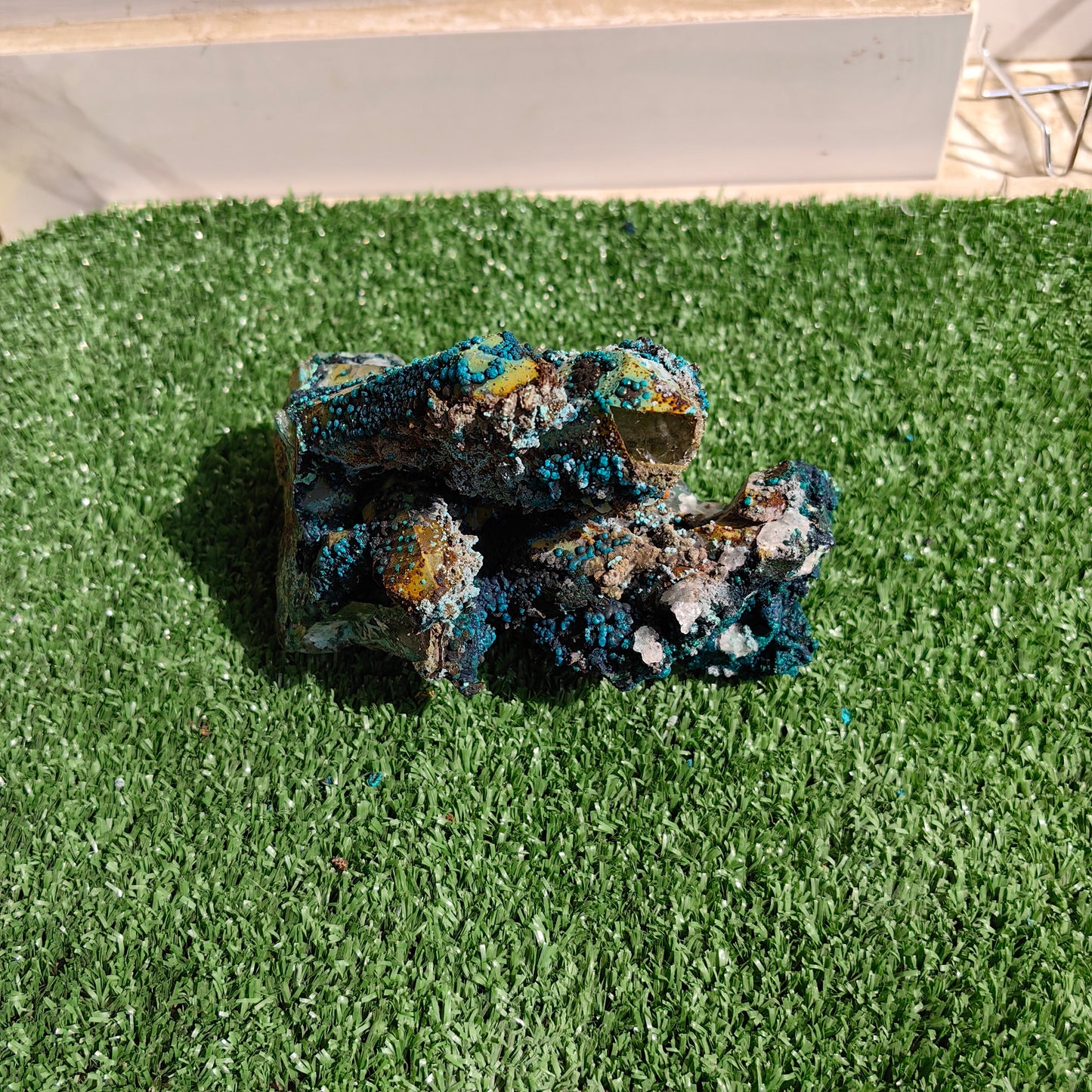 Chrysocolla on Quartz from mine tentadora