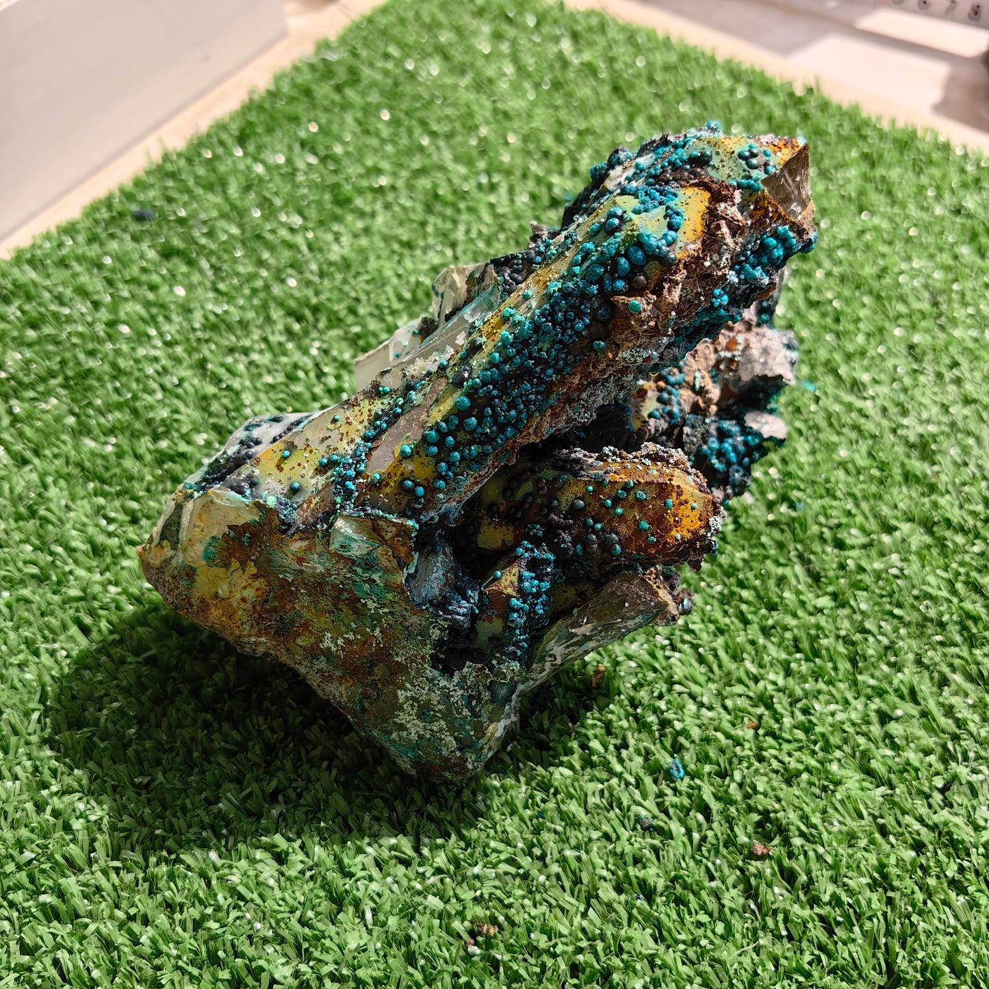 Chrysocolla on Quartz from mine tentadora