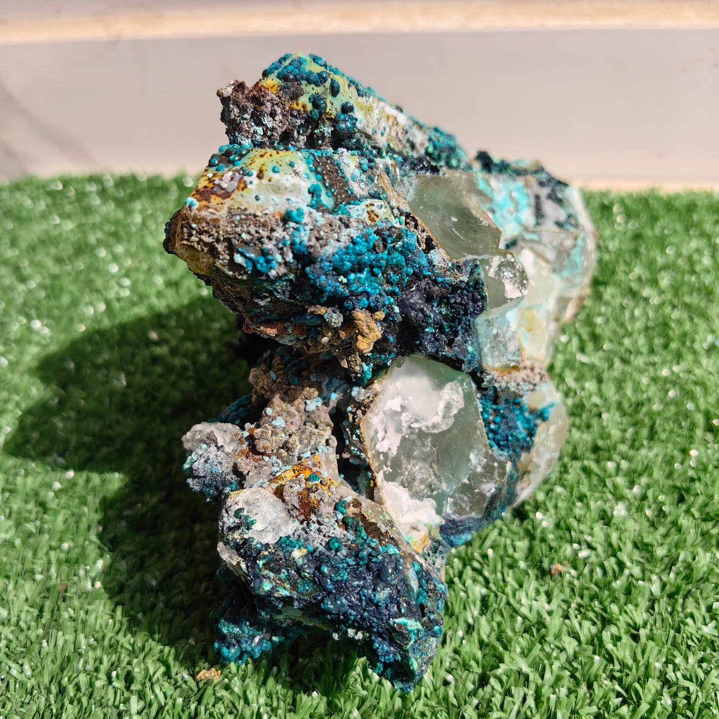 Chrysocolla on Quartz from mine tentadora