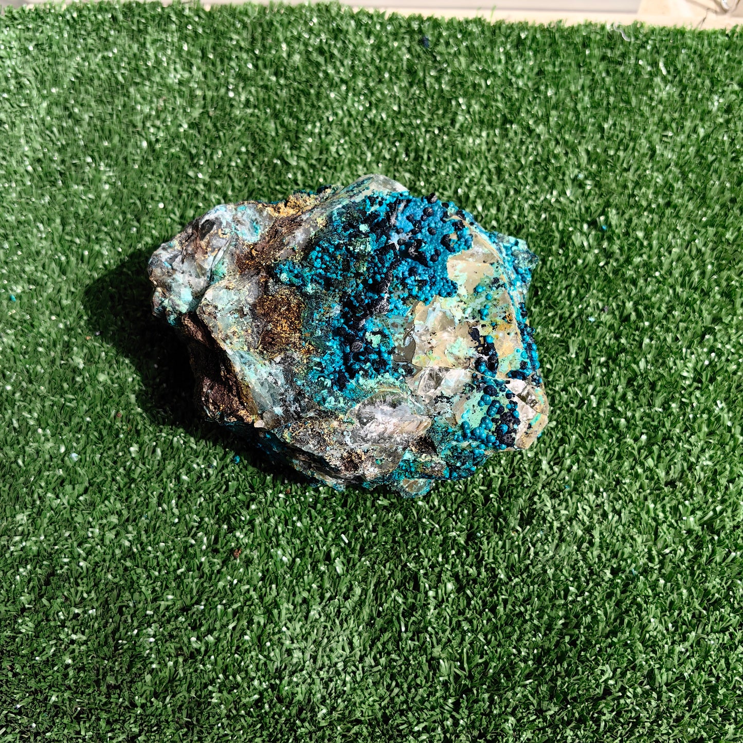 Chrysocolla on Quartz from mine tentadora