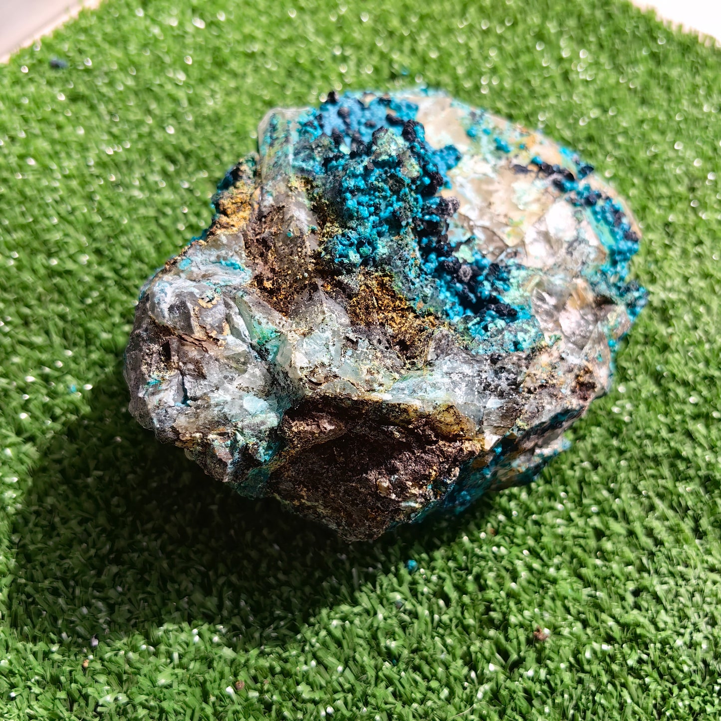 Chrysocolla on Quartz from mine tentadora