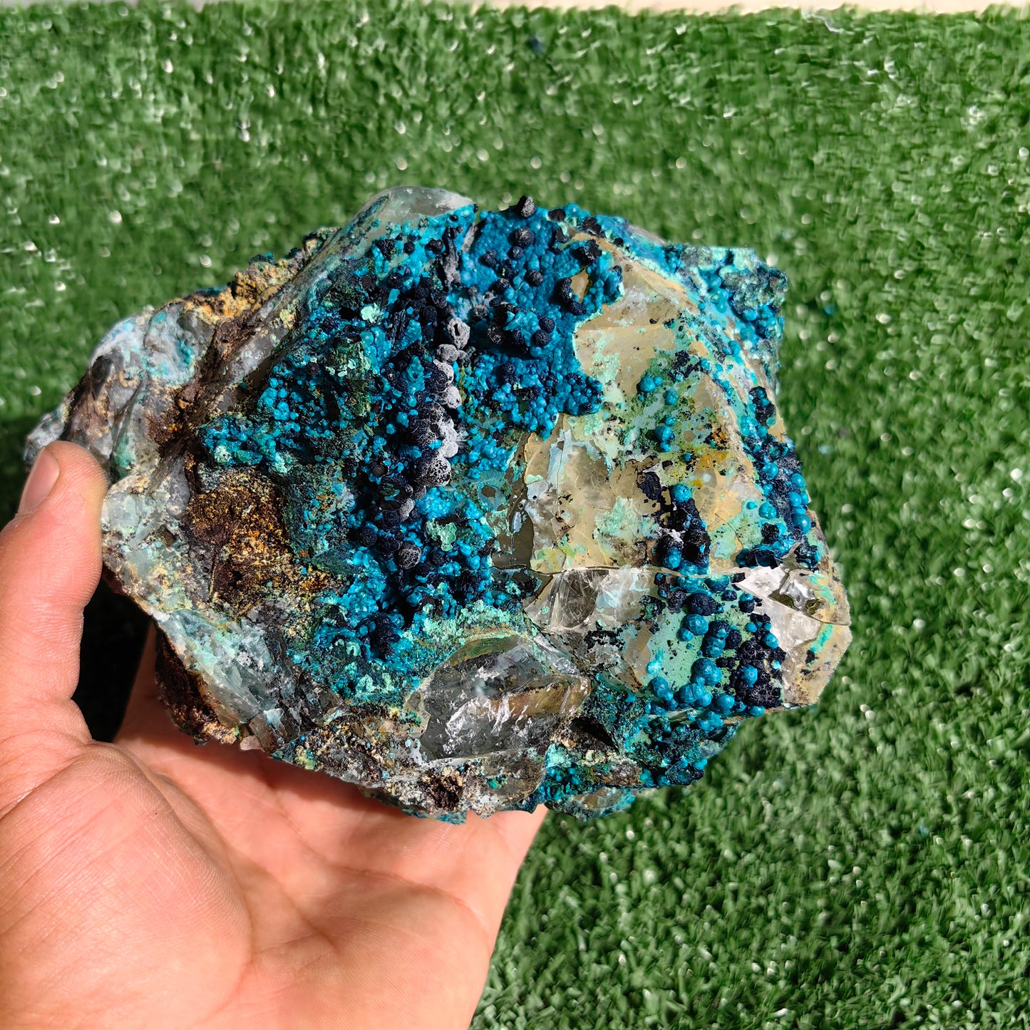 Chrysocolla on Quartz from mine tentadora