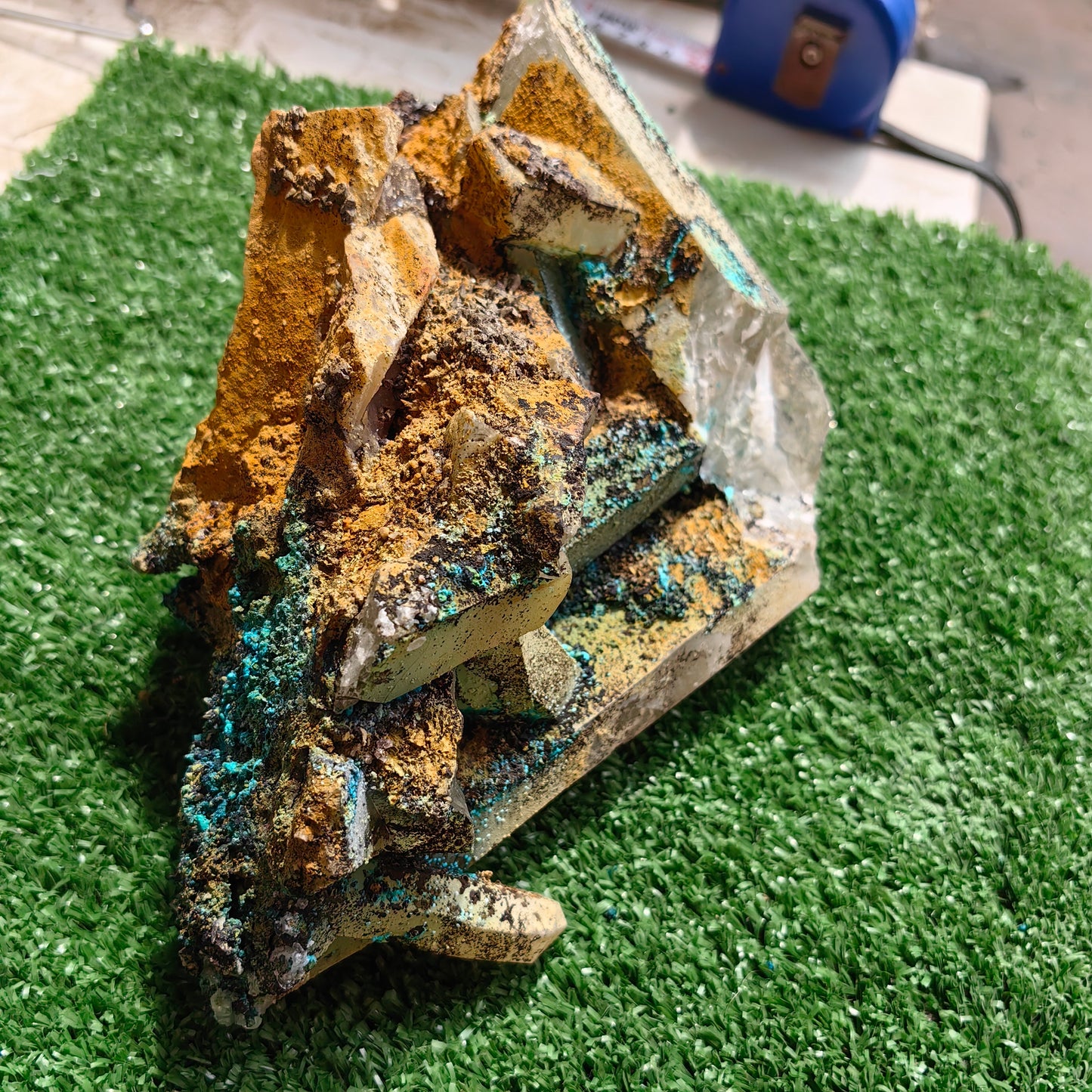 Chrysocolla on Quartz from mine tentadora