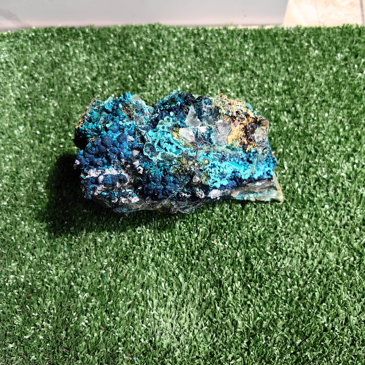 Chrysocolla on Quartz from mine tentadora