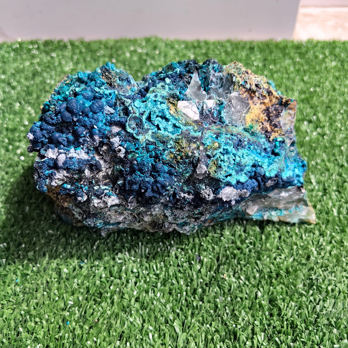 Chrysocolla on Quartz from mine tentadora