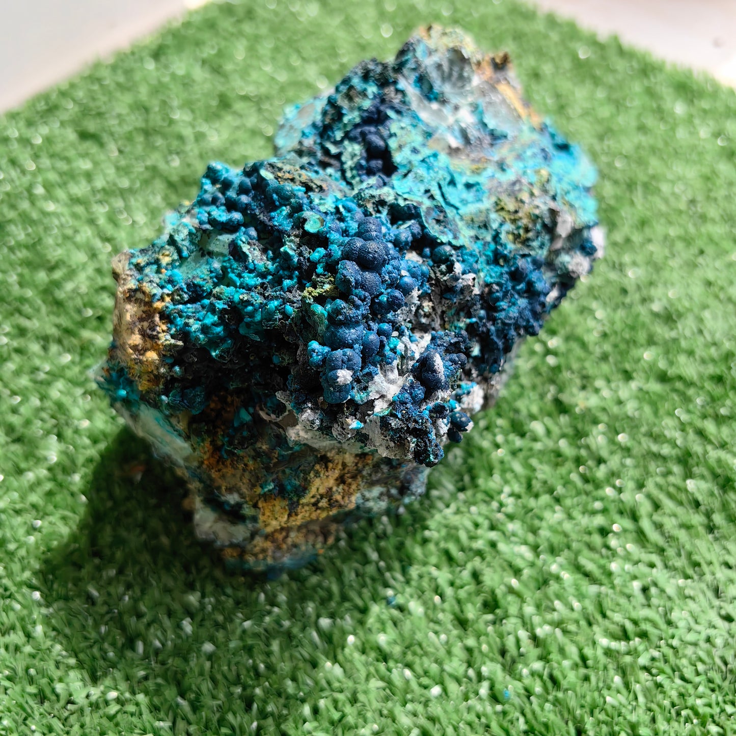 Chrysocolla on Quartz from mine tentadora