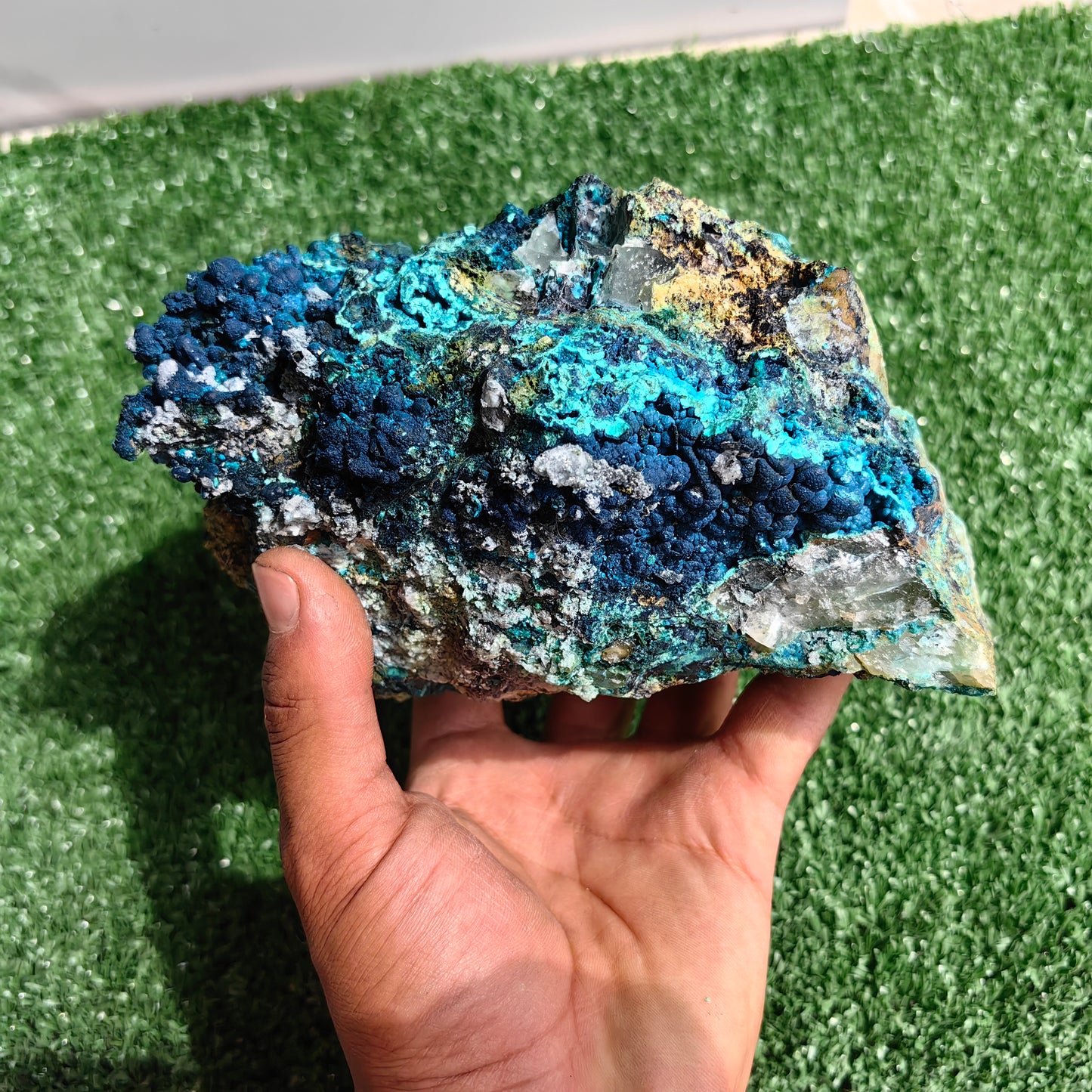 Chrysocolla on Quartz from mine tentadora