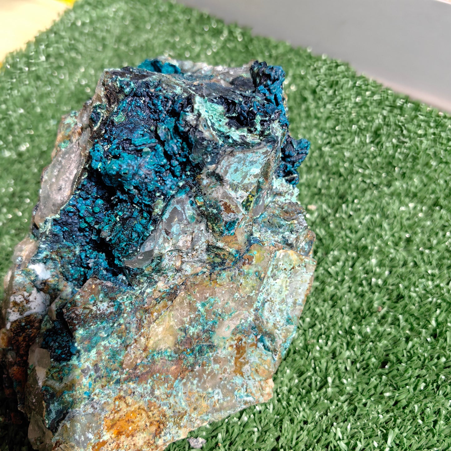 Chrysocolla on Quartz from mine tentadora