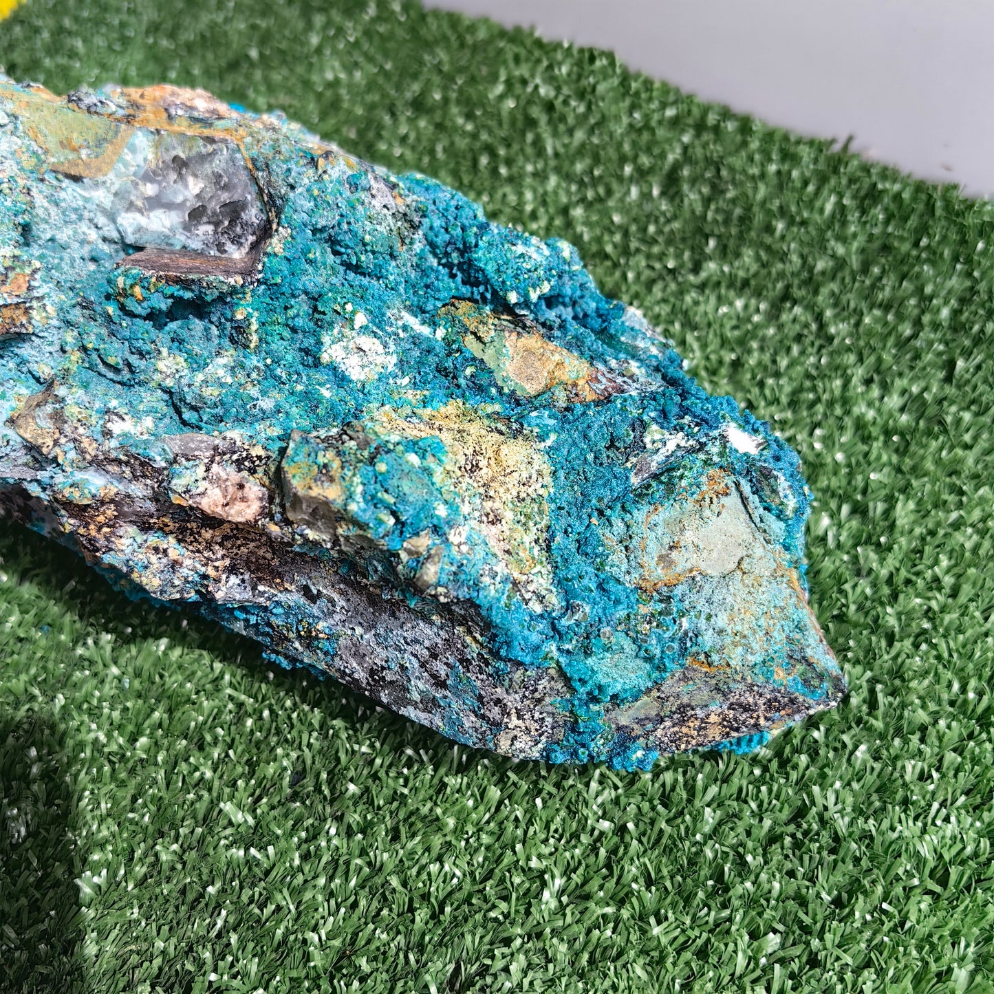 Chrysocolla on Quartz from mine tentadora