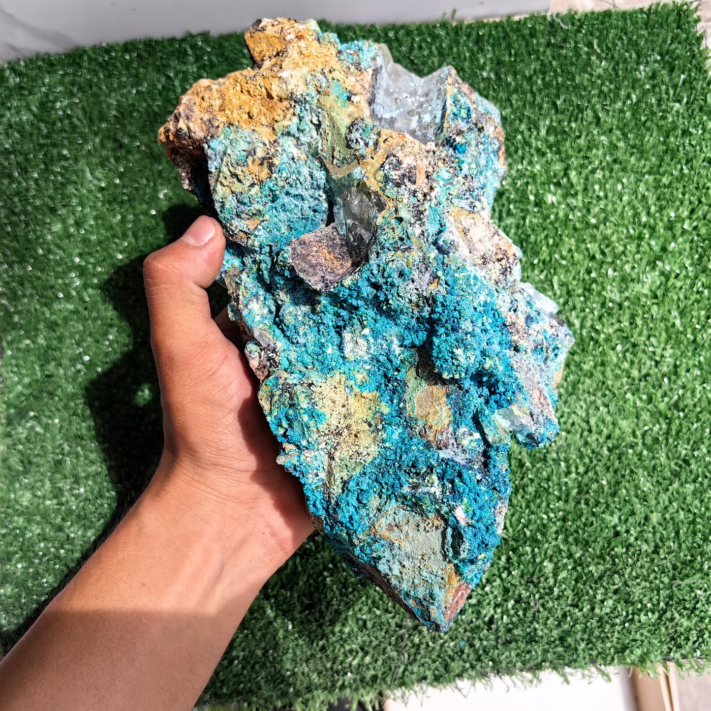 Chrysocolla on Quartz from mine tentadora