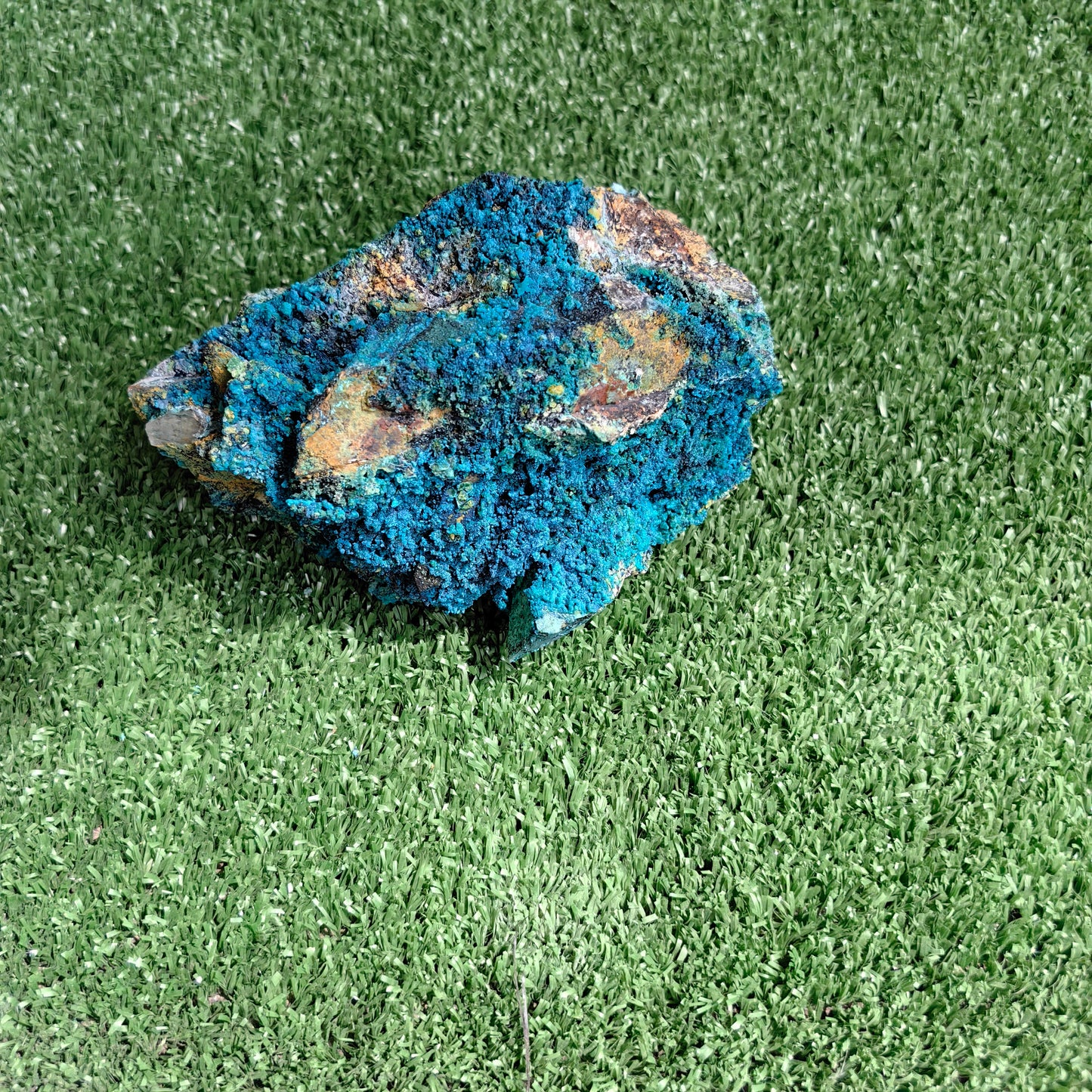 Chrysocolla on Quartz from mine tentadora