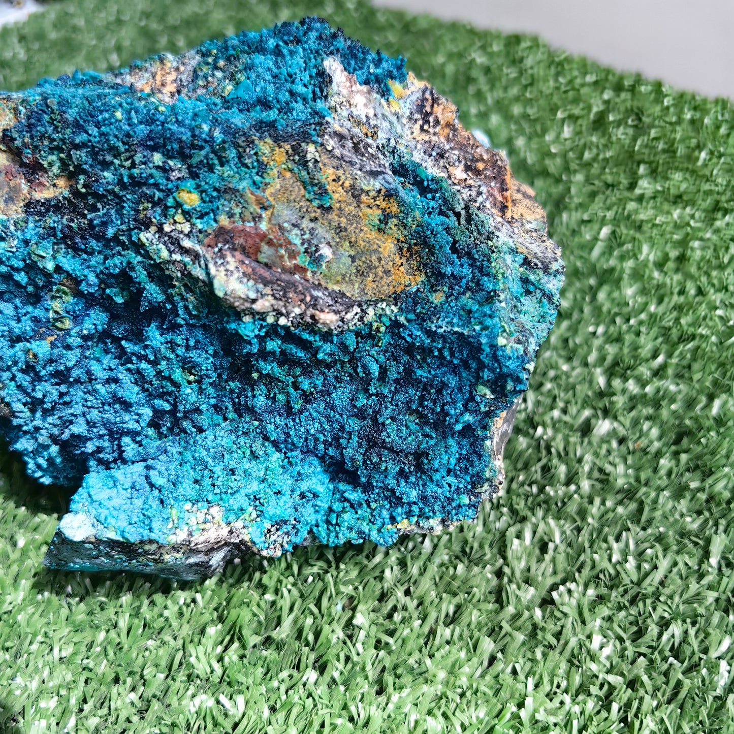 Chrysocolla on Quartz from mine tentadora