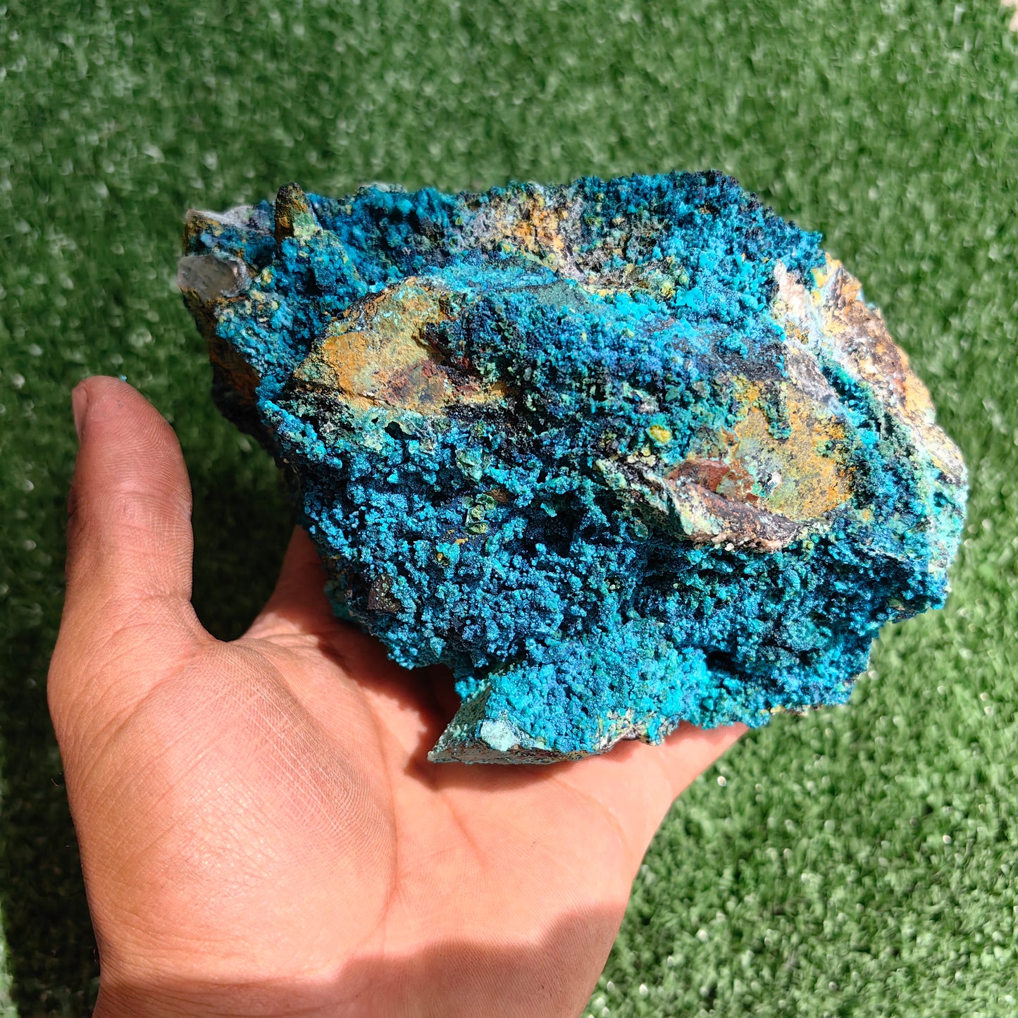Chrysocolla on Quartz from mine tentadora