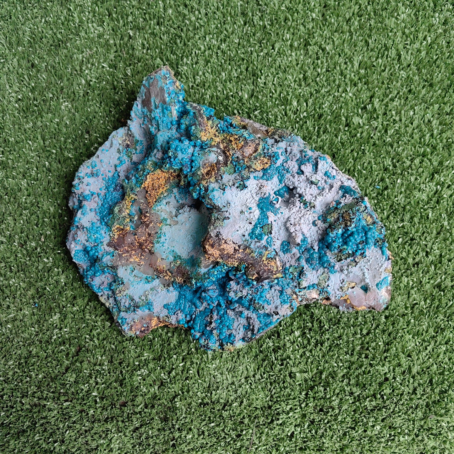 Chrysocolla on Quartz from mine tentadora