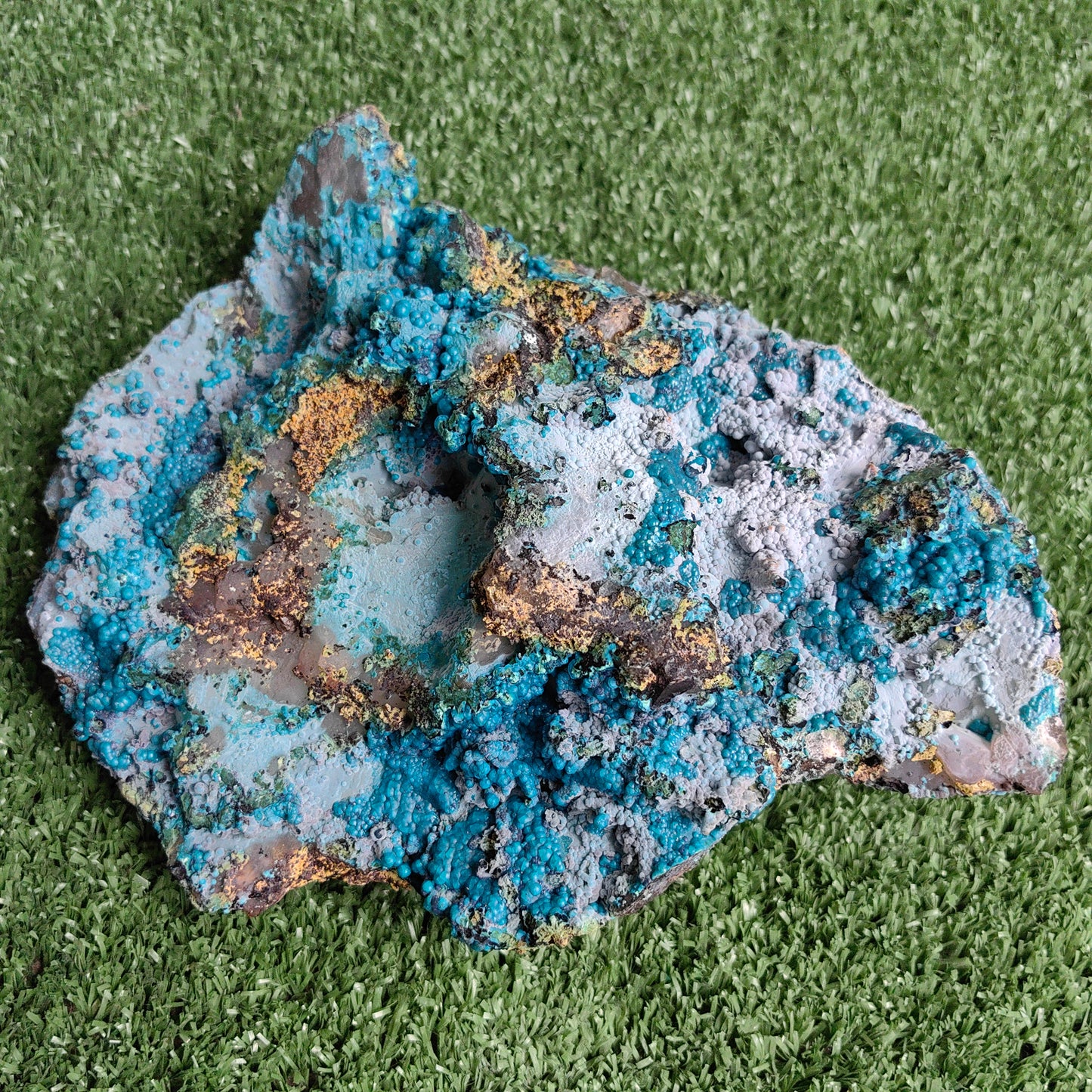 Chrysocolla on Quartz from mine tentadora