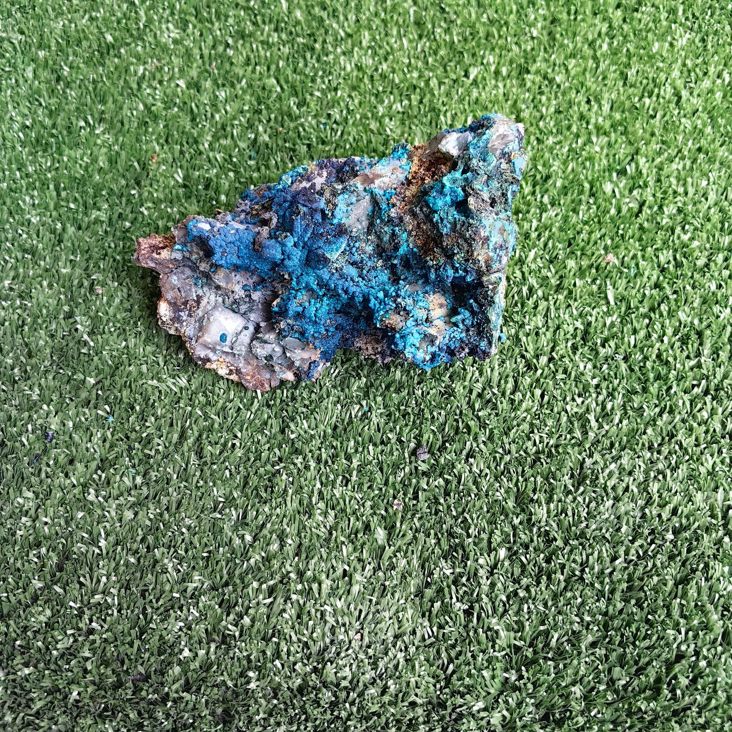 Chrysocolla on Quartz from mine tentadora