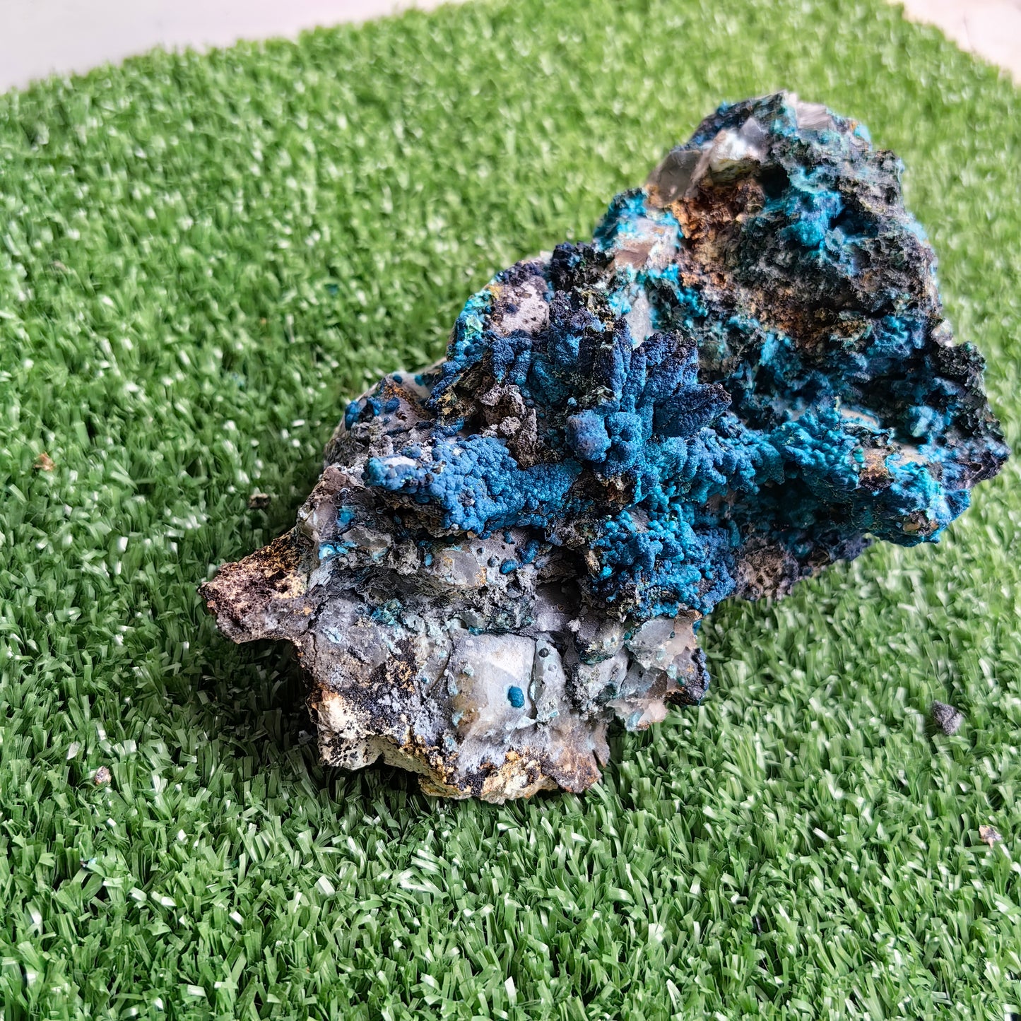 Chrysocolla on Quartz from mine tentadora