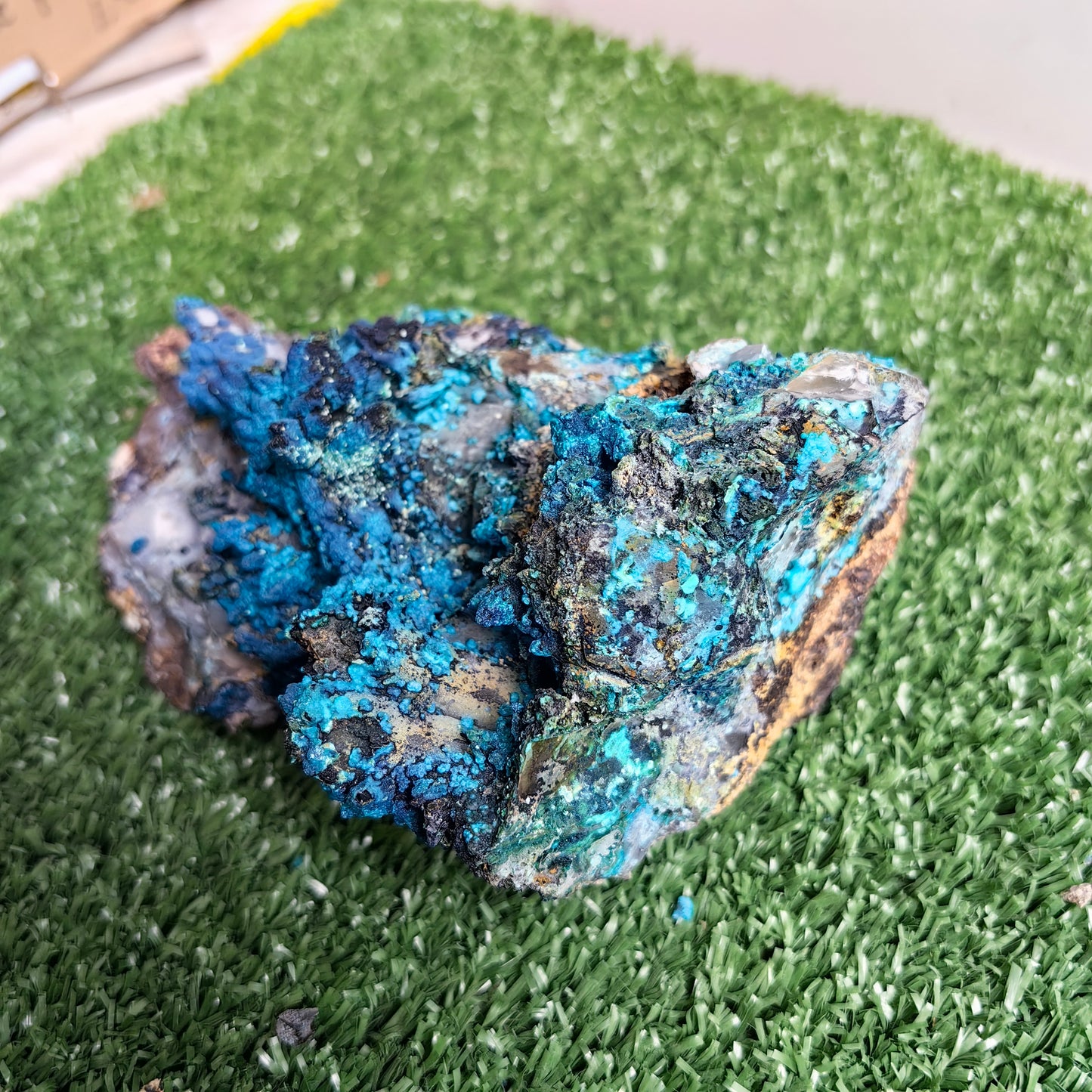 Chrysocolla on Quartz from mine tentadora