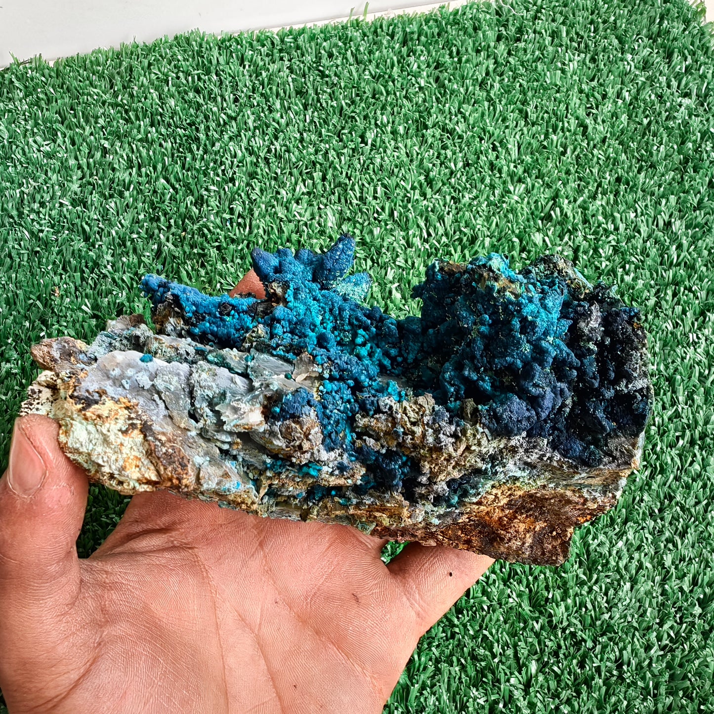 Chrysocolla on Quartz from mine tentadora