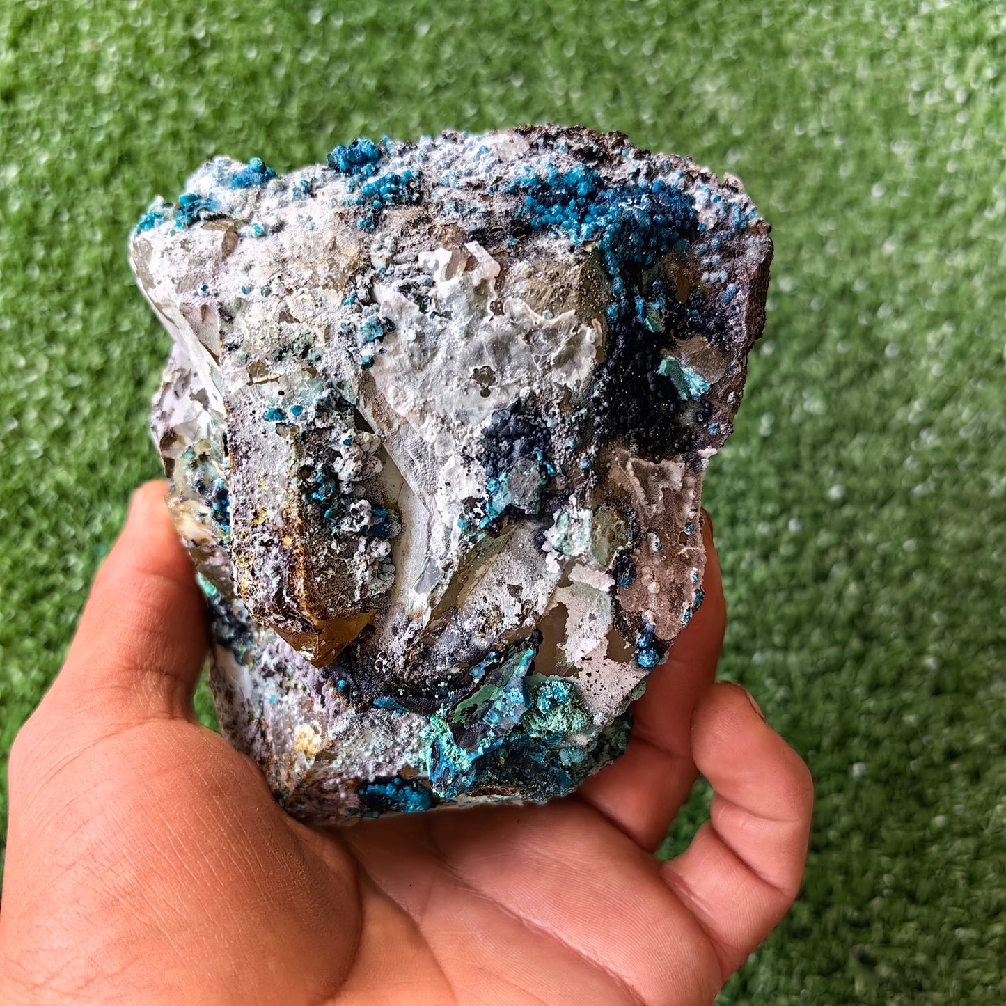 Chrysocolla on Quartz from mine tentadora