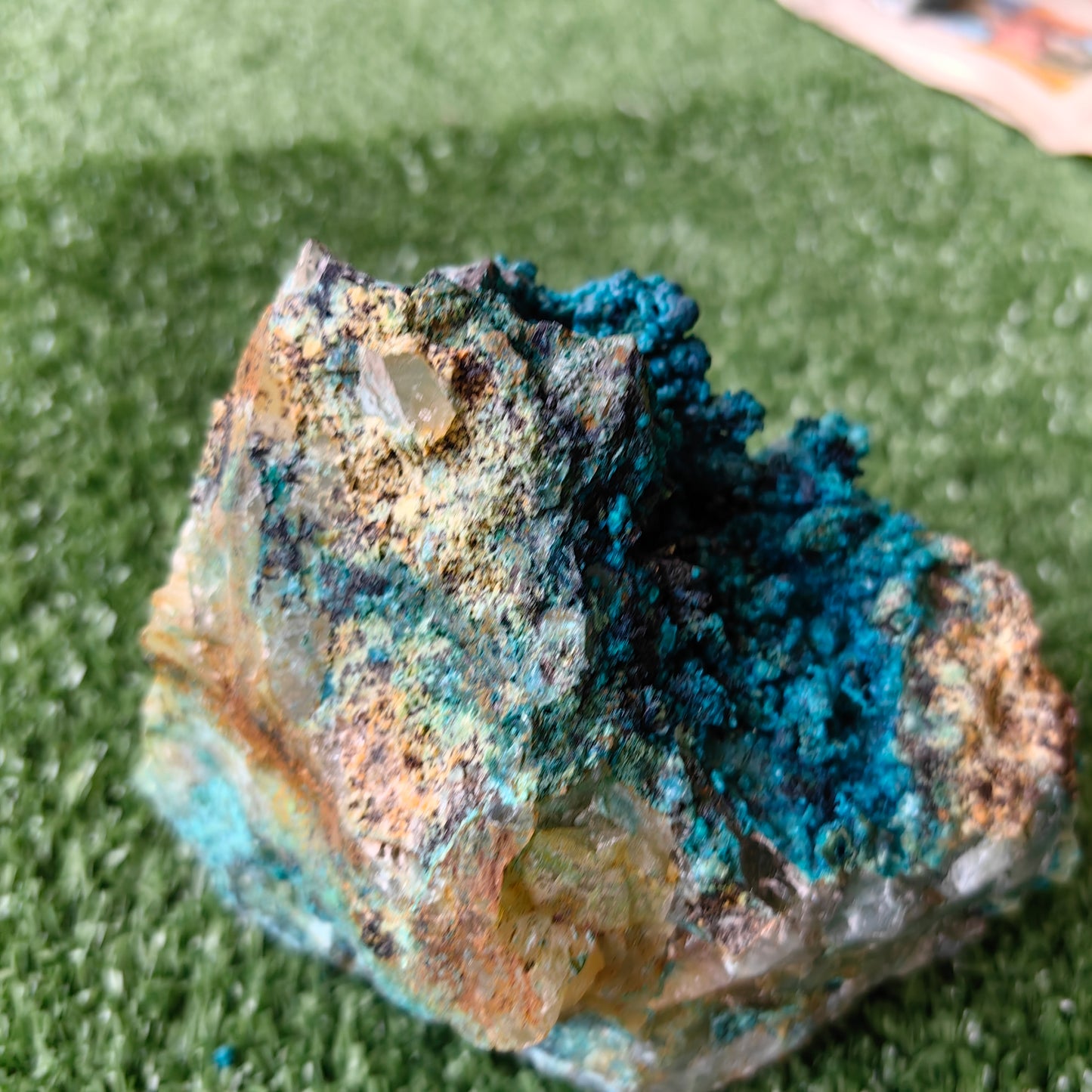 Chrysocolla on Quartz from mine tentadora
