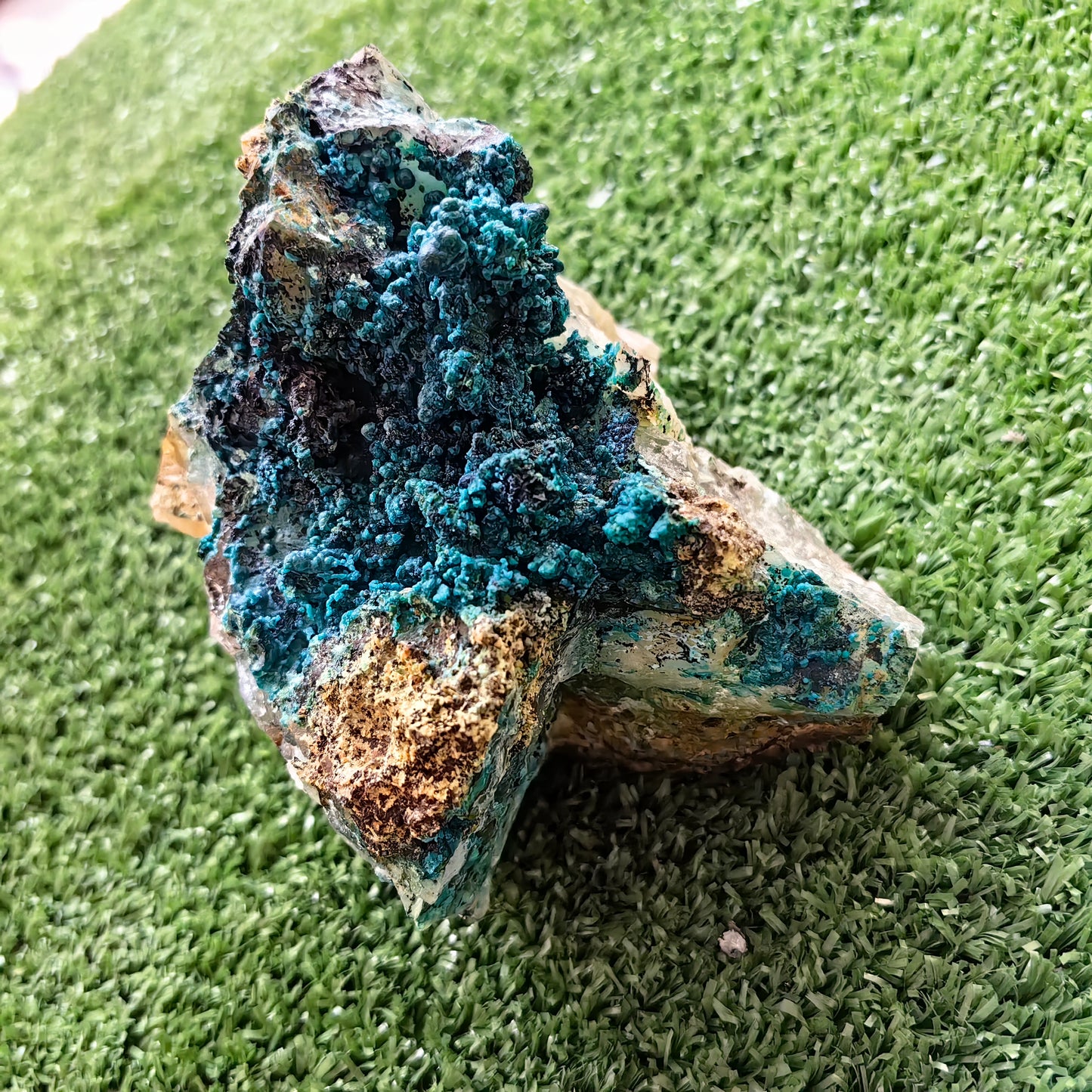 Chrysocolla on Quartz from mine tentadora
