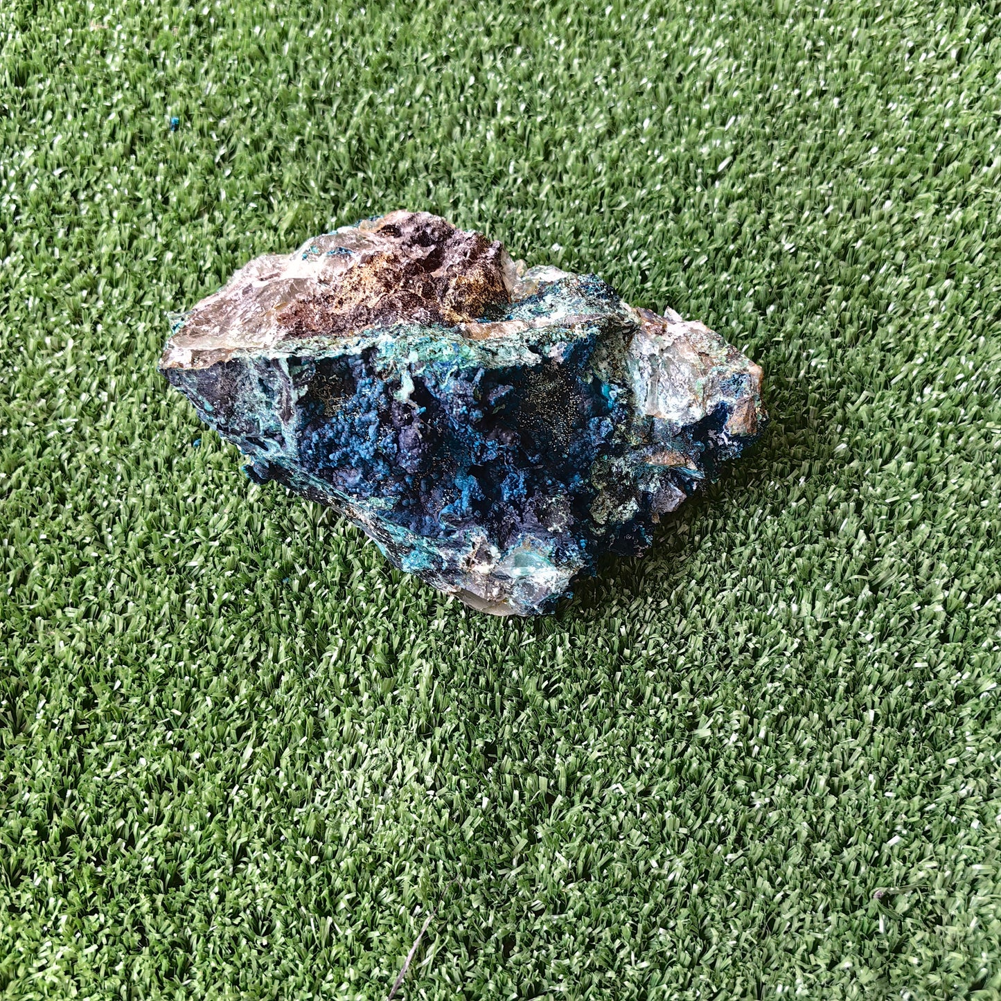 Chrysocolla on Quartz from mine tentadora