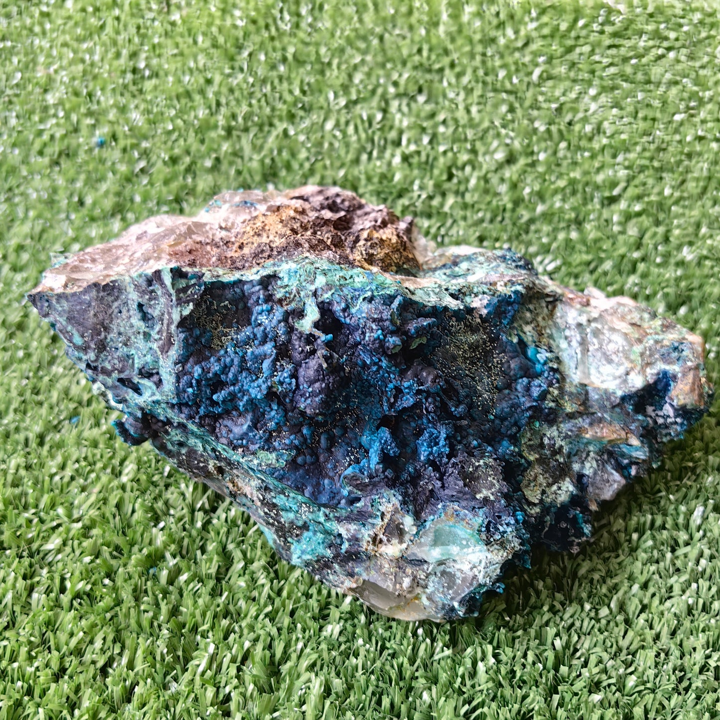Chrysocolla on Quartz from mine tentadora