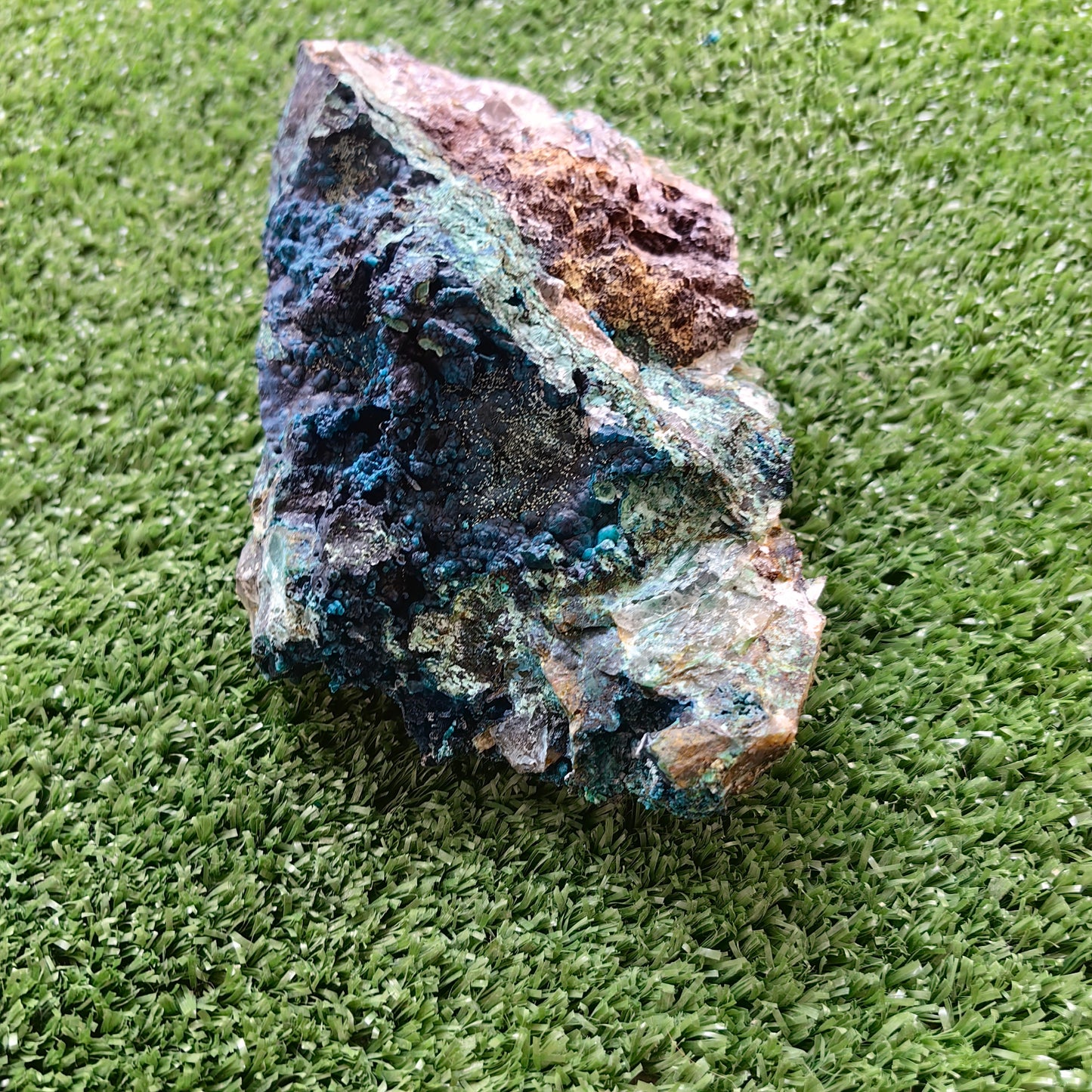 Chrysocolla on Quartz from mine tentadora