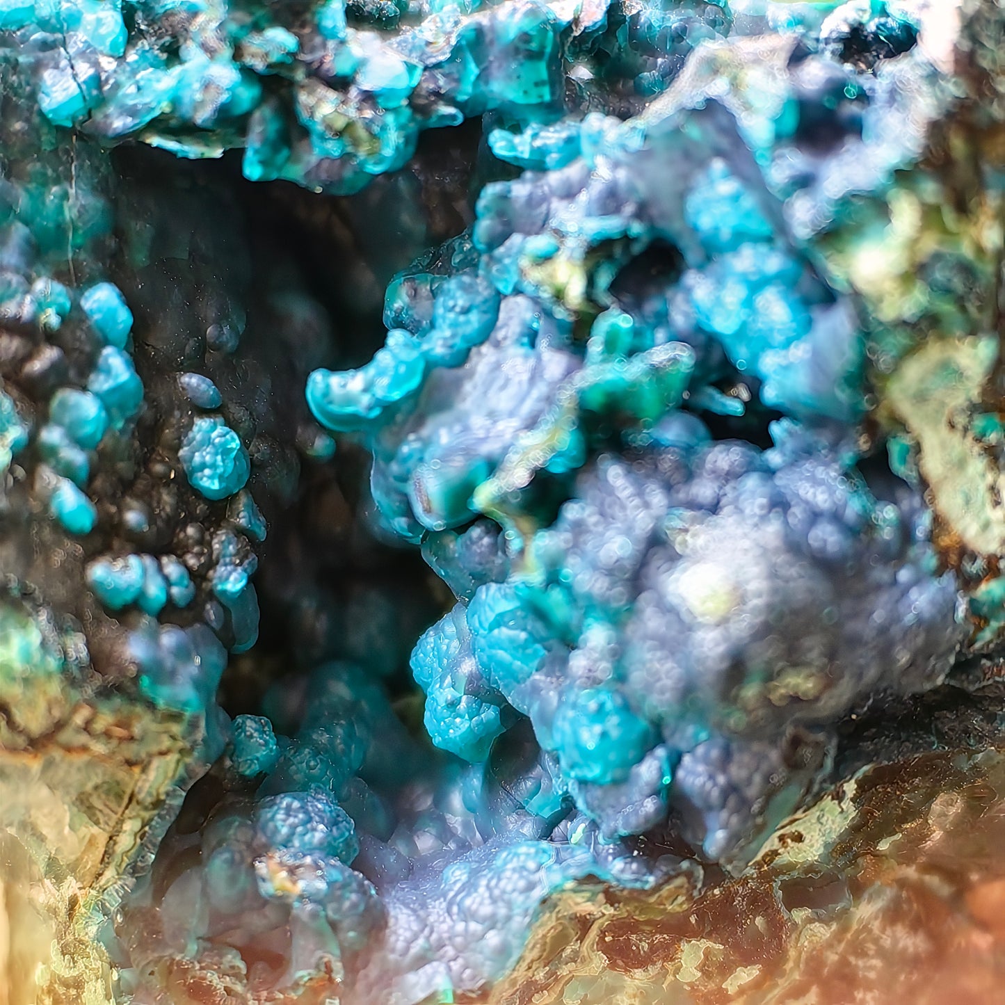 Chrysocolla on Quartz from mine tentadora