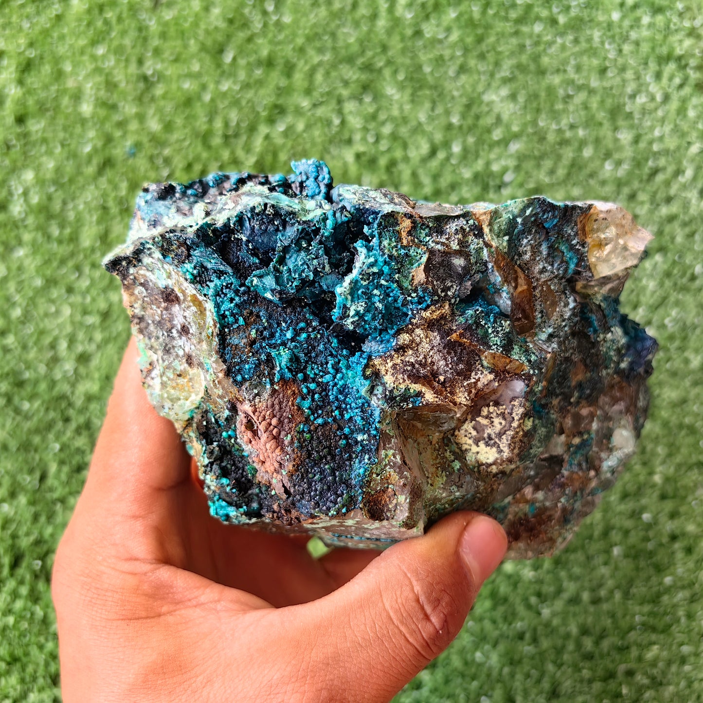 Chrysocolla on Quartz from mine tentadora