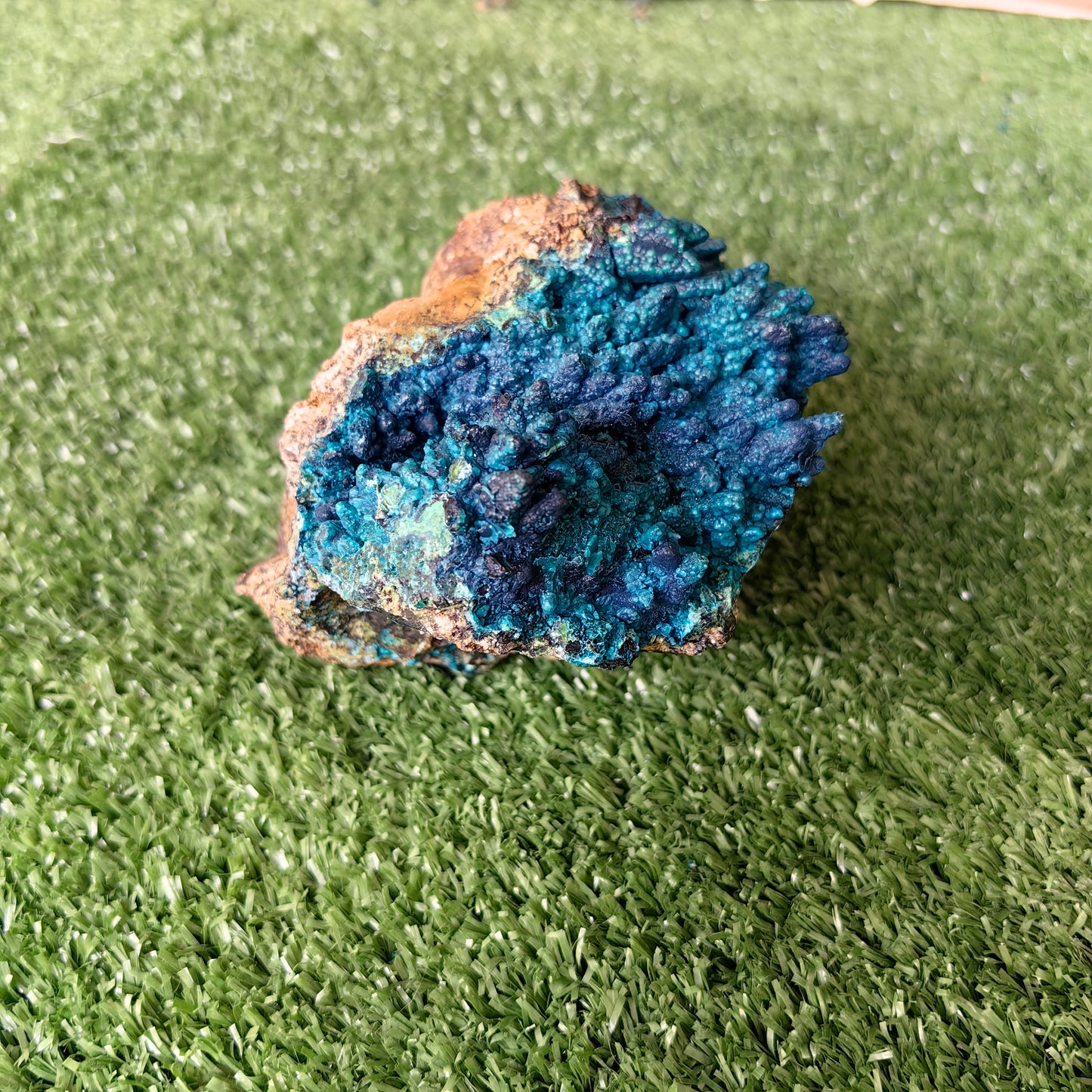 Chrysocolla on Quartz from mine tentadora