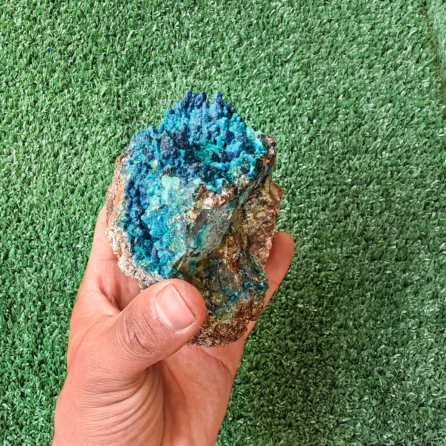 Chrysocolla on Quartz from mine tentadora