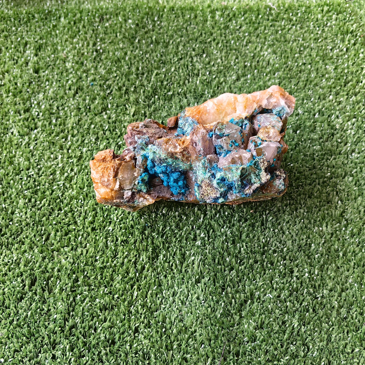 Chrysocolla on Quartz from mine tentadora