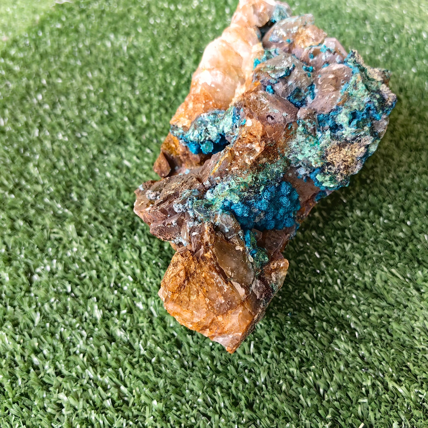 Chrysocolla on Quartz from mine tentadora