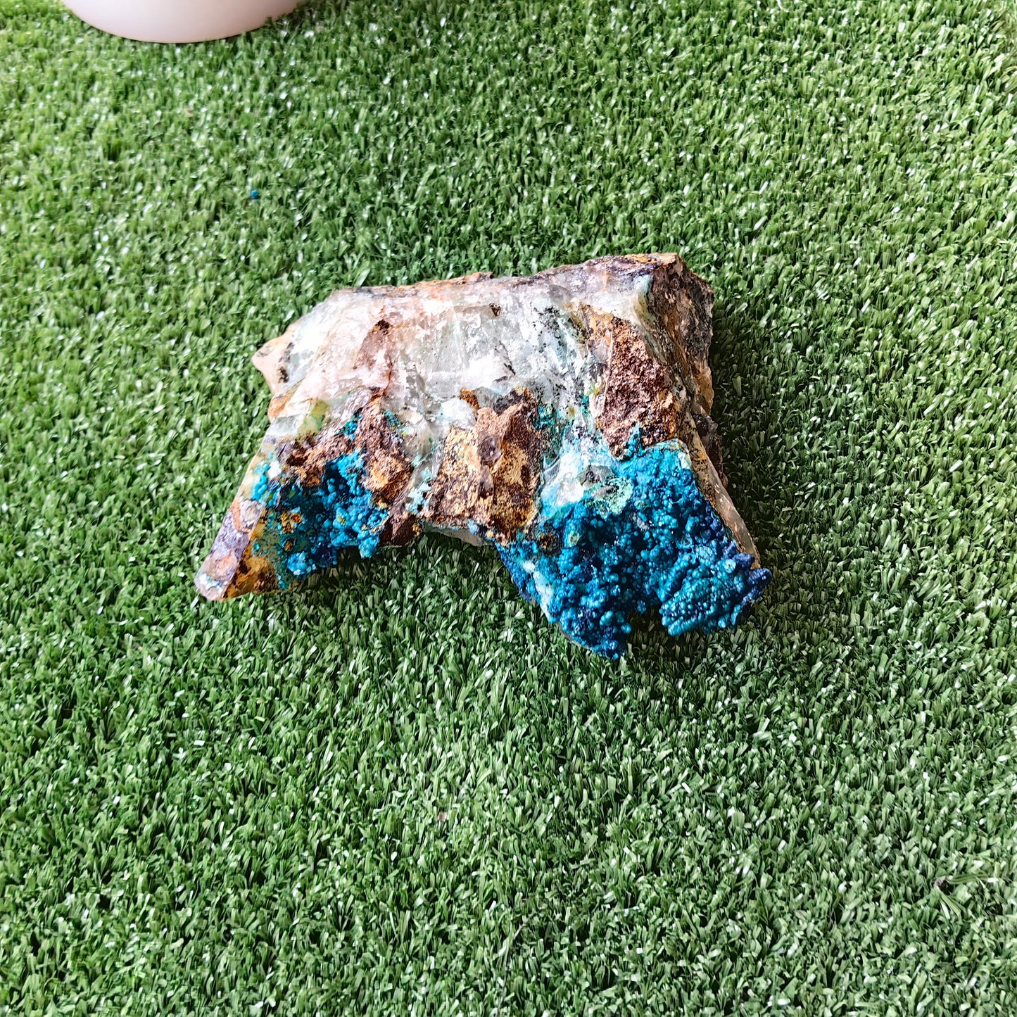 Chrysocolla on Quartz from mine tentadora