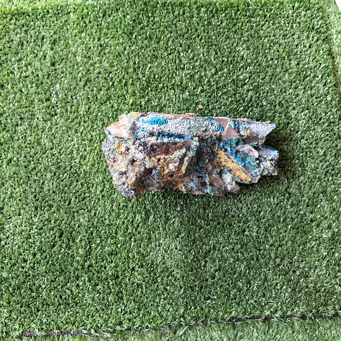 Chrysocolla on Quartz from mine tentadora