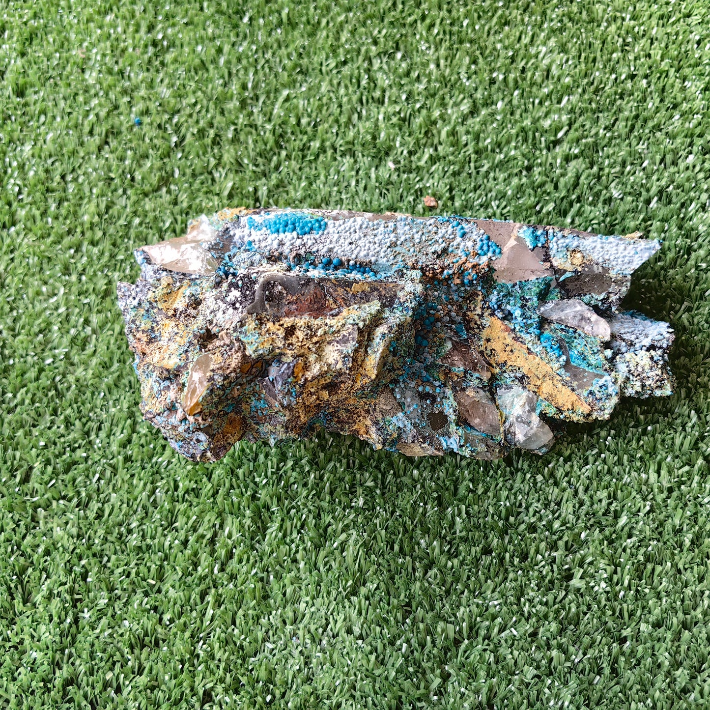 Chrysocolla on Quartz from mine tentadora