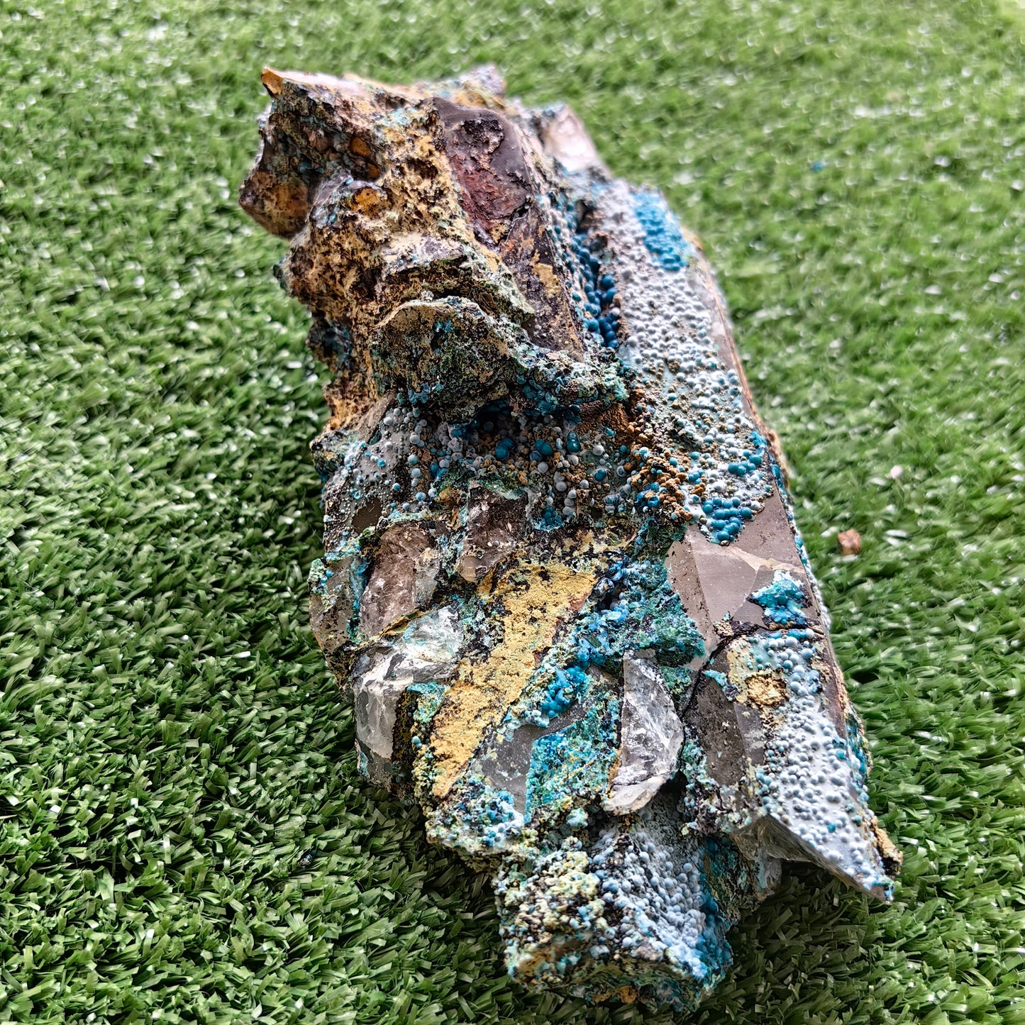 Chrysocolla on Quartz from mine tentadora