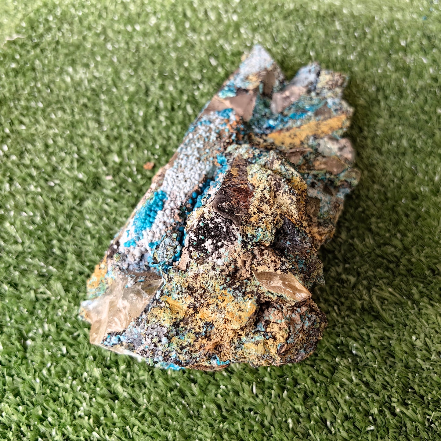 Chrysocolla on Quartz from mine tentadora