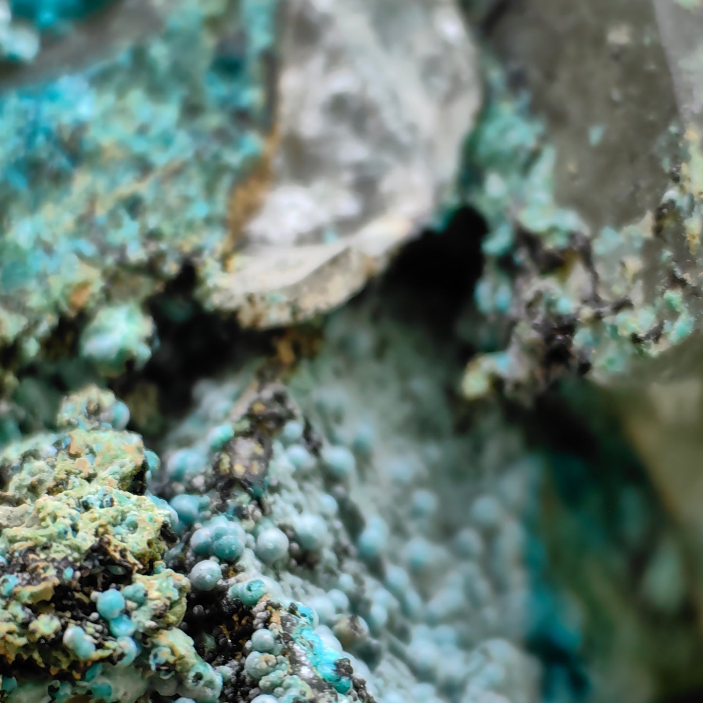 Chrysocolla on Quartz from mine tentadora