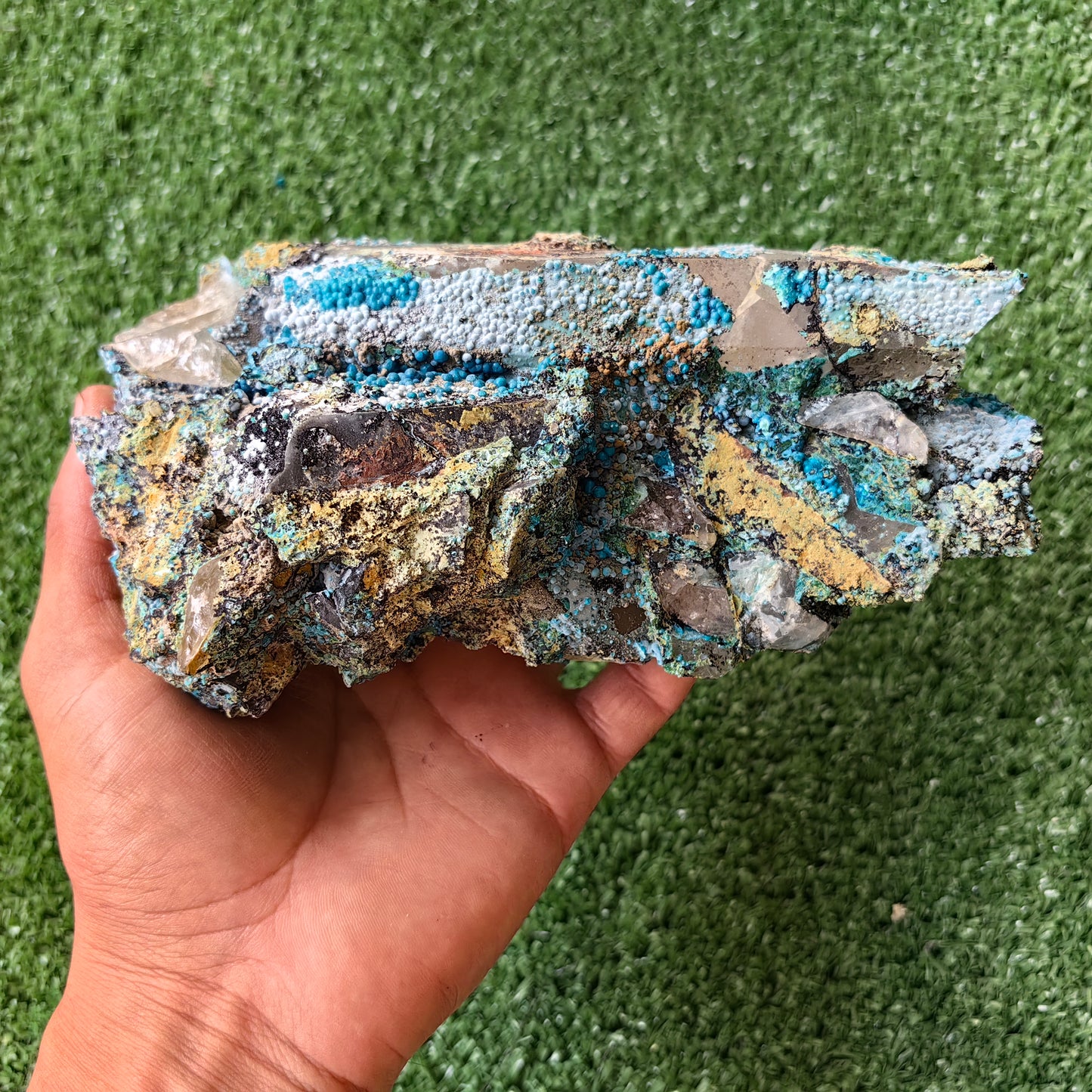Chrysocolla on Quartz from mine tentadora