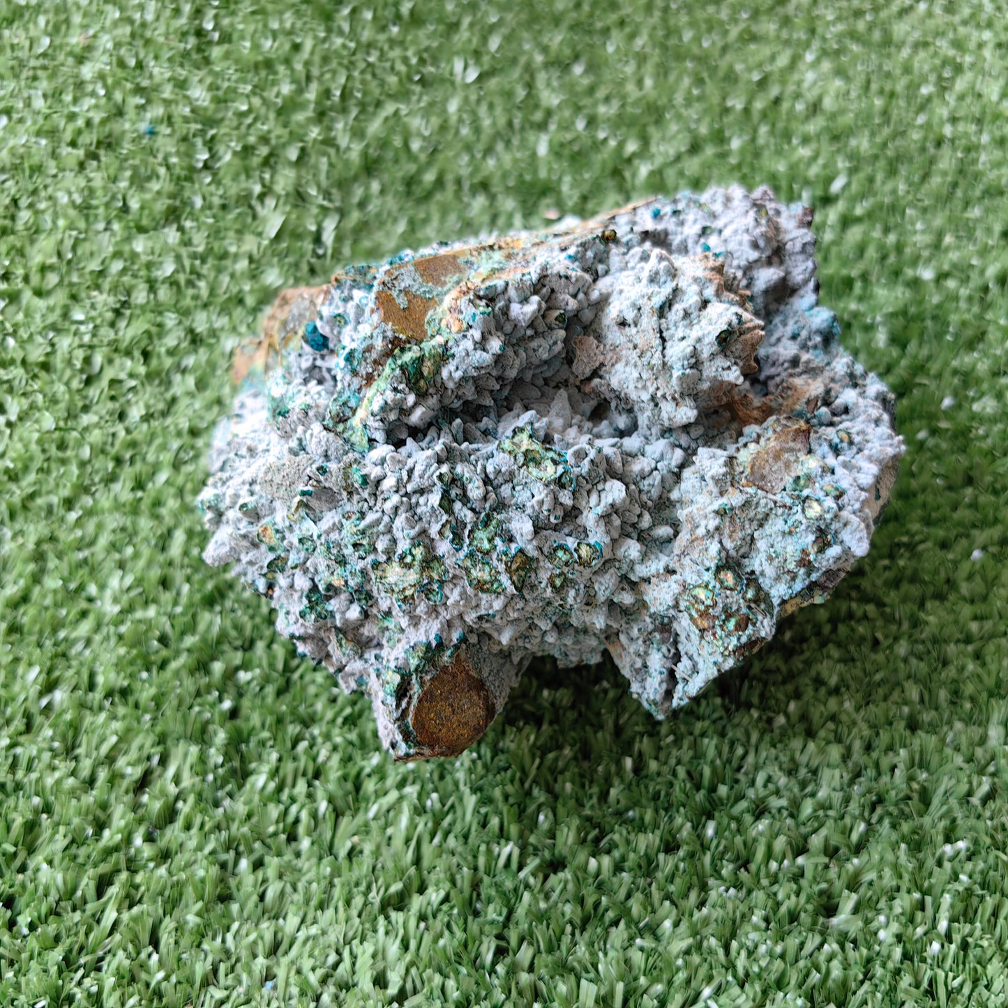 Chrysocolla on Quartz from mine tentadora