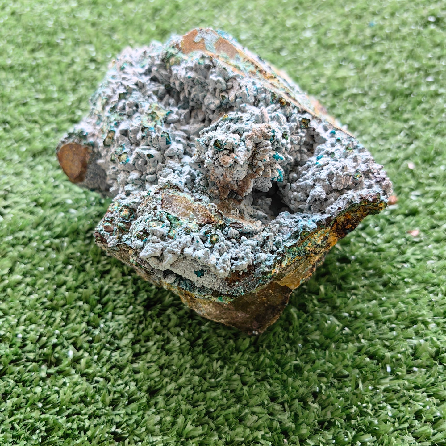 Chrysocolla on Quartz from mine tentadora