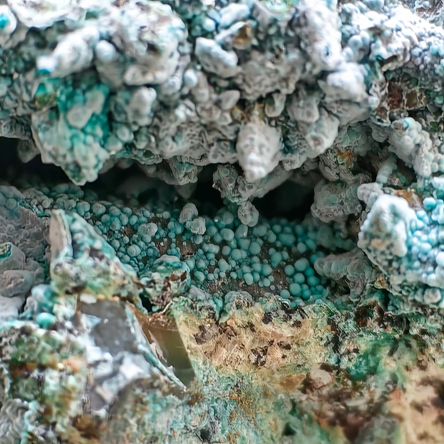 Chrysocolla on Quartz from mine tentadora