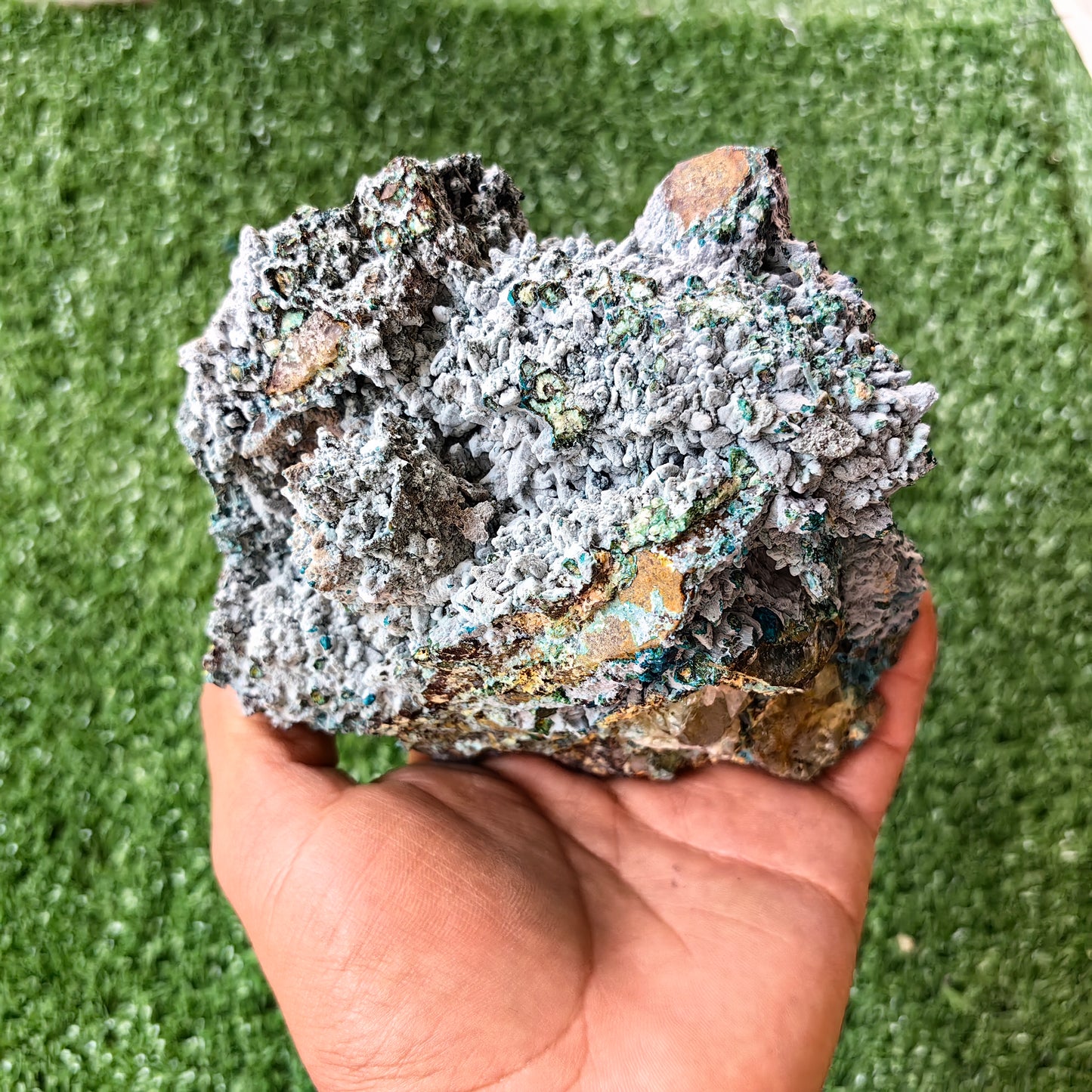 Chrysocolla on Quartz from mine tentadora