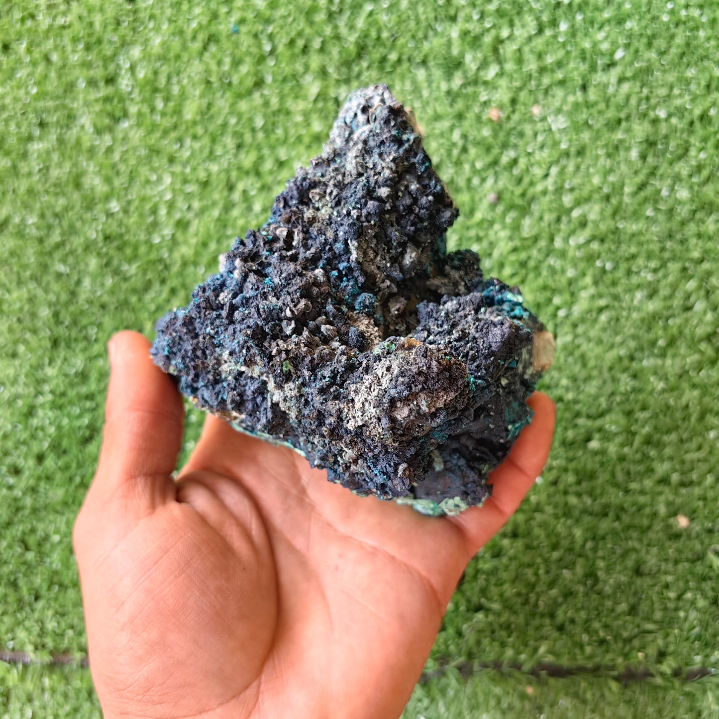 Chrysocolla on Quartz from mine tentadora