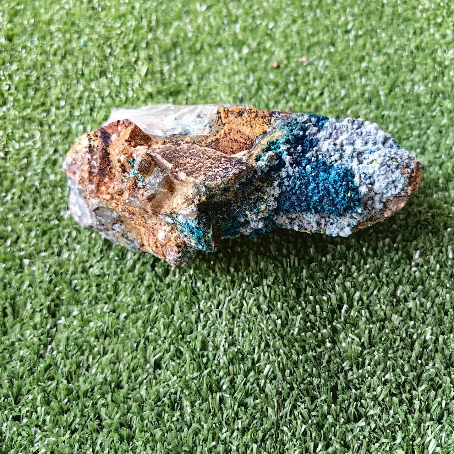 Chrysocolla on Quartz from mine tentadora