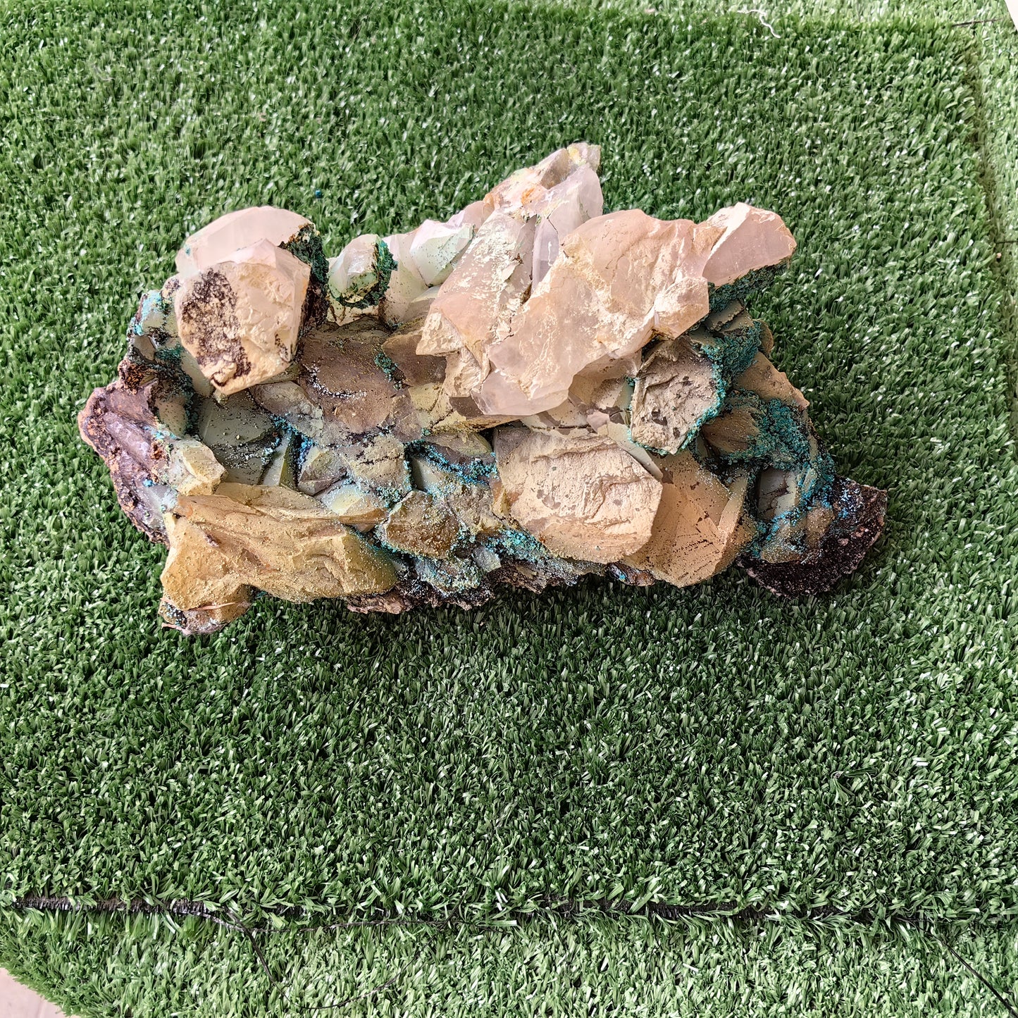 Chrysocolla on Quartz from mine tentadora