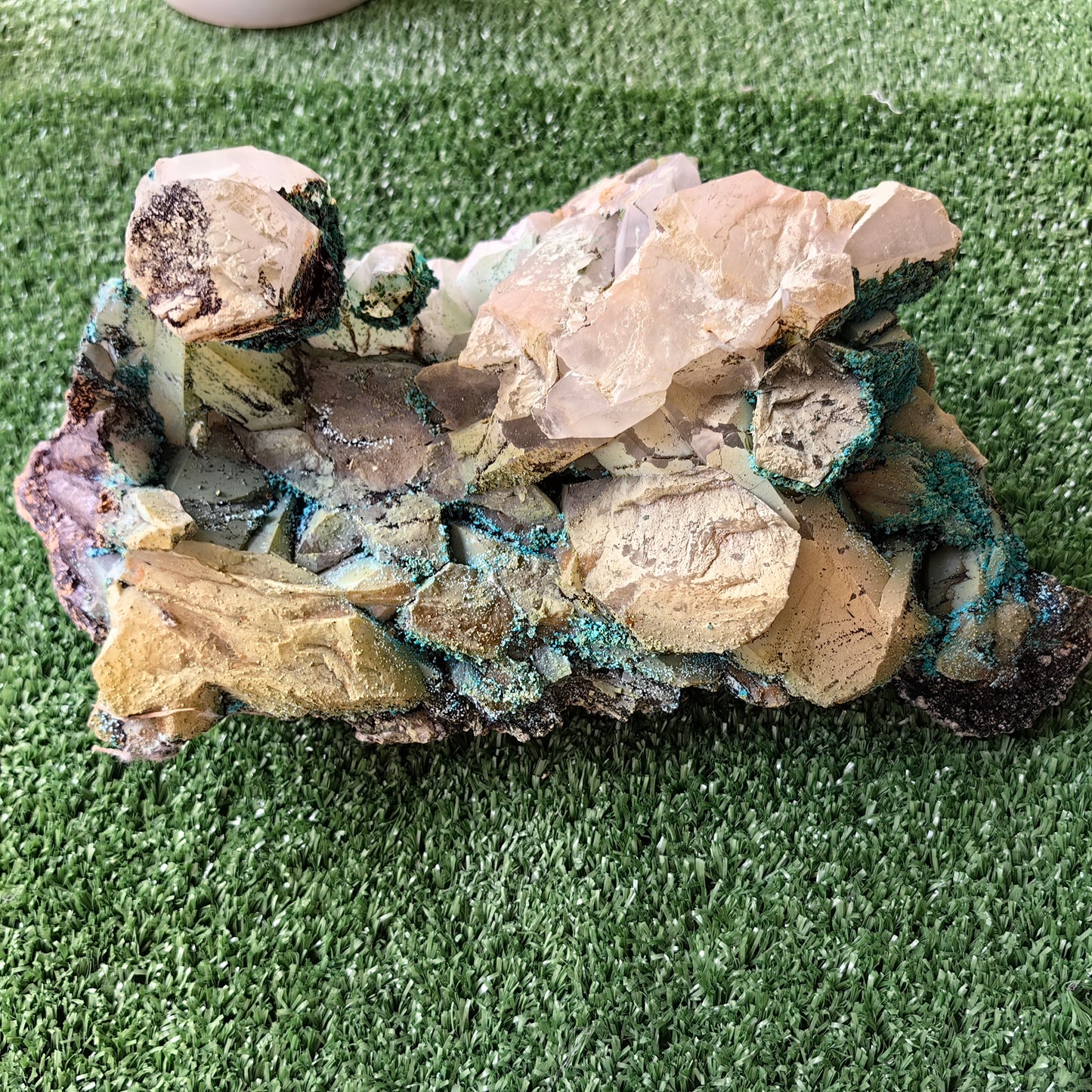 Chrysocolla on Quartz from mine tentadora